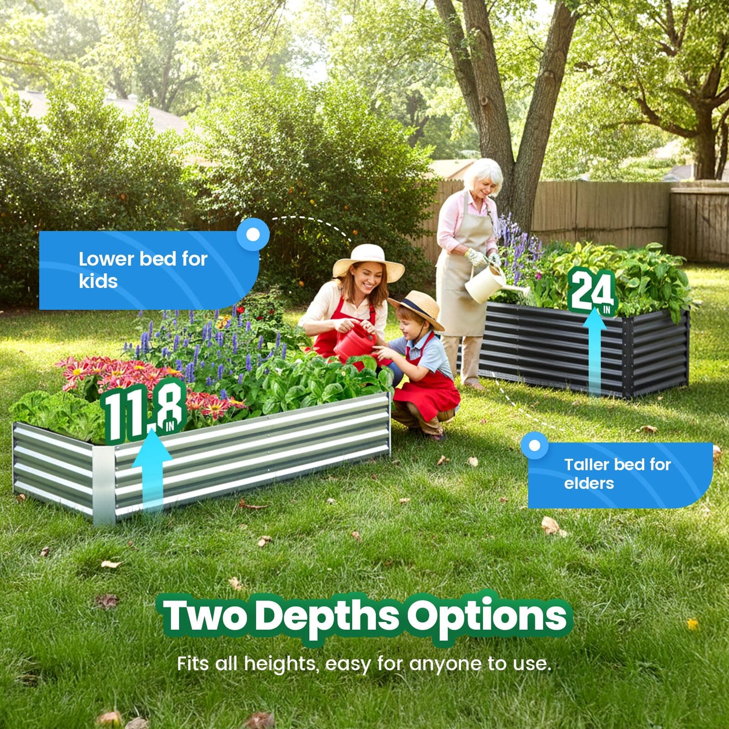 Quictent Raised Garden Bed Galvanized Raised Beds for Gardening Vegetables with Cover 6x3x2 ft Tall Metal Planter Box Outdoor Use (Clear)
