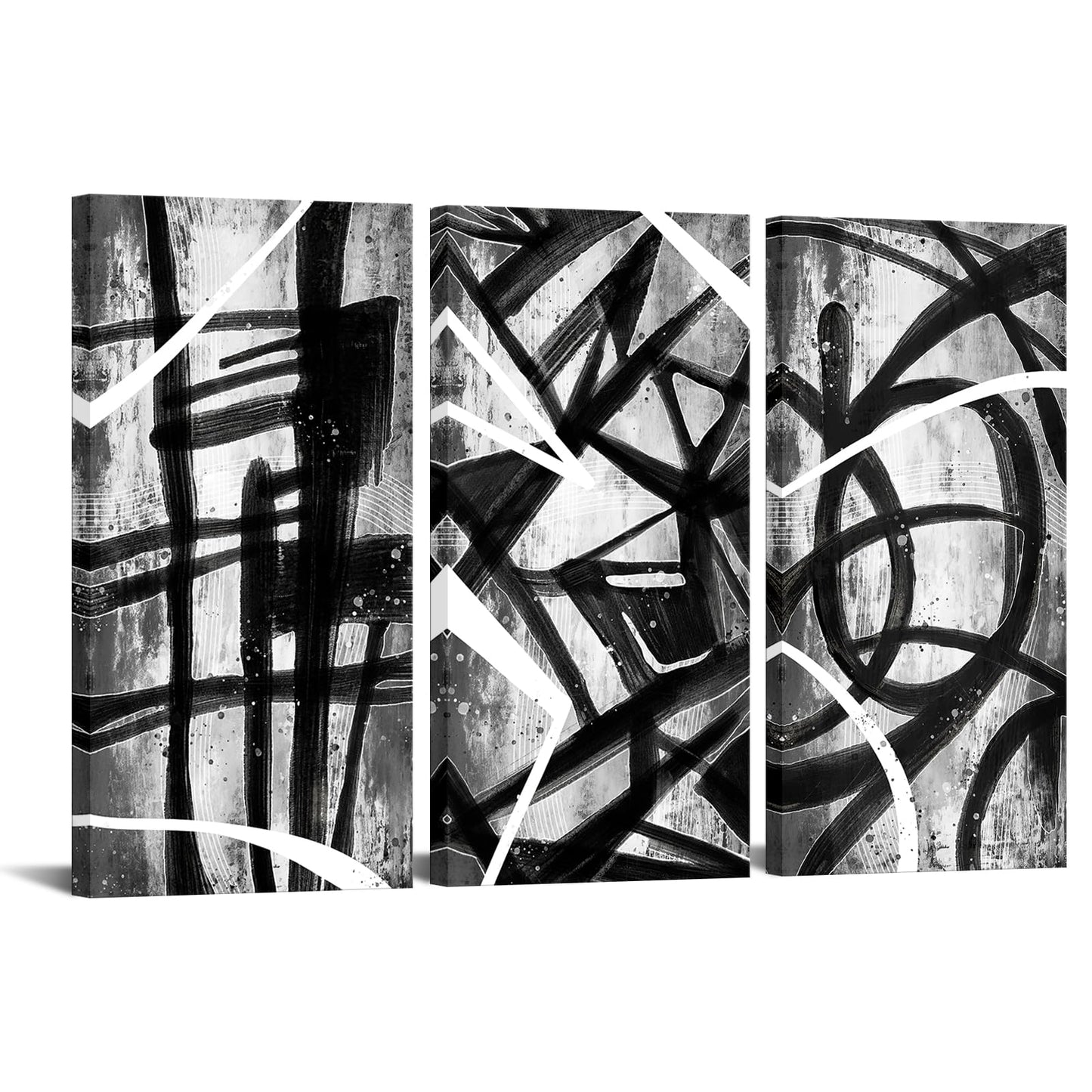 sechars Abstract Line Canvas Wall Art Black White Line Paintings Prints Modern Minimalist Decorations for Home Living Room (Black)