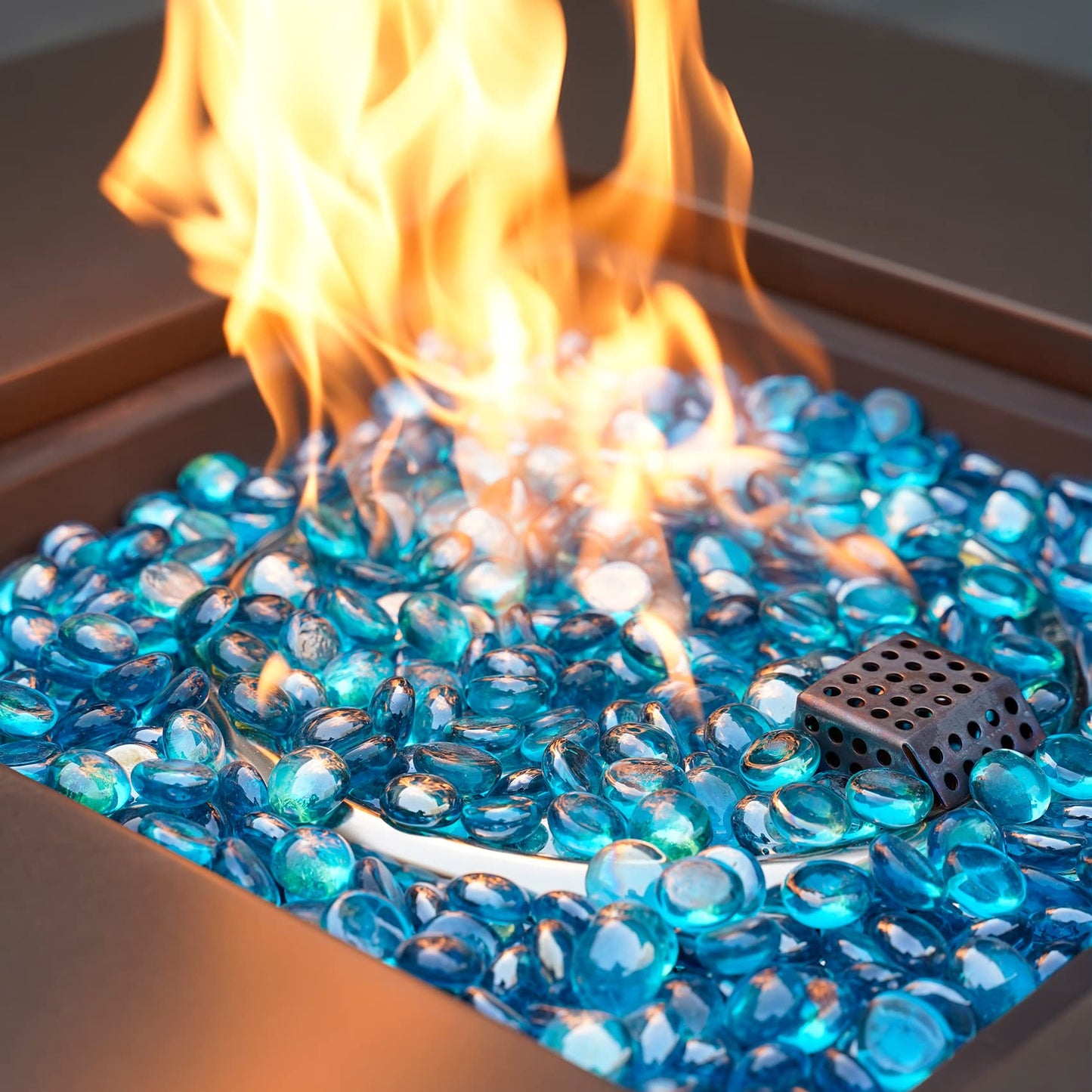 OnlyFire Fire Pit Glass Rocks 10 lbs, High Luster Fire Glass Beads 1/2 Inch, Tempered Glass Marbles for Propane/Natural Gas Fire Pit, Fireplace, Multicolor & Blends Available
