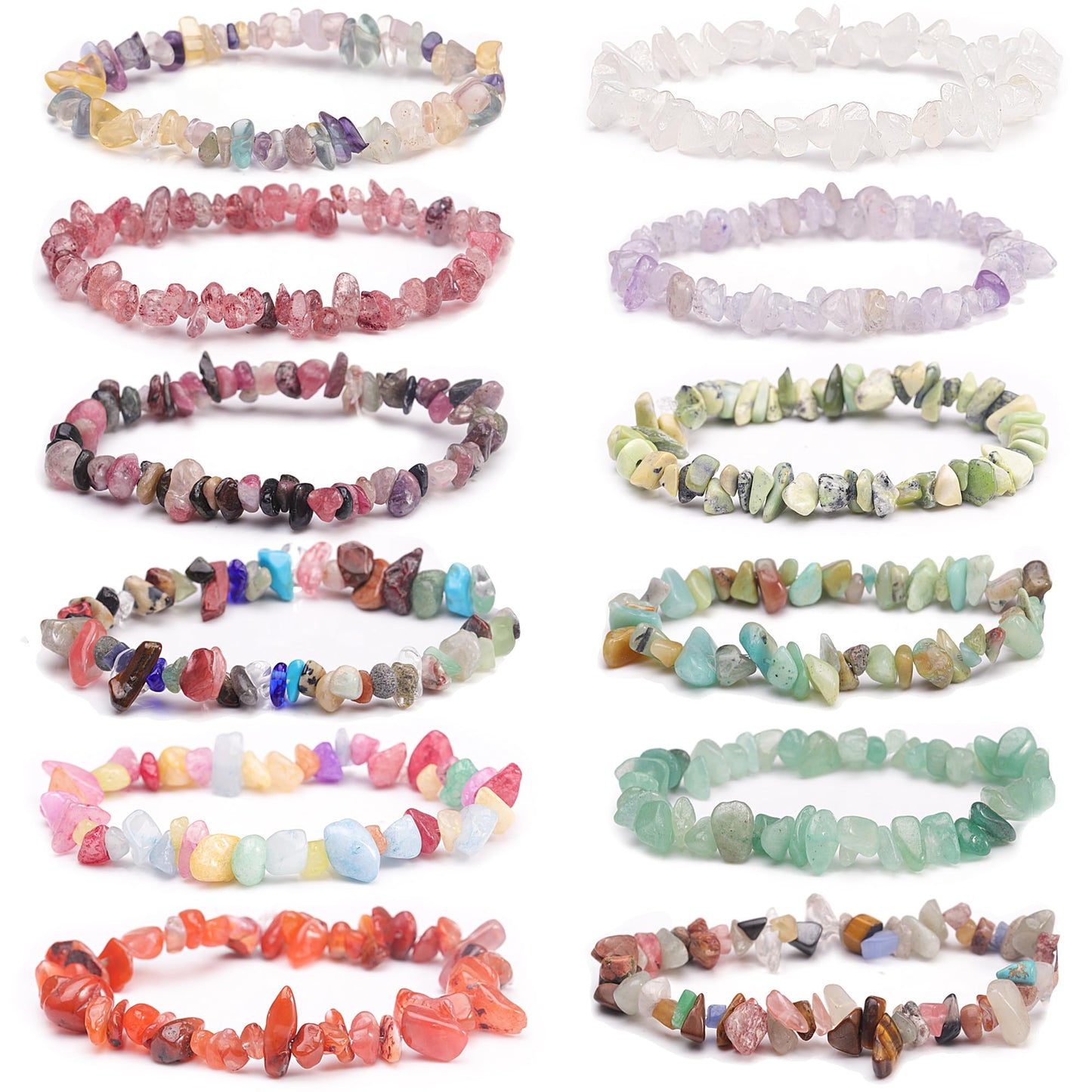 Youngbling Natural Chip Stone Beads 450 Pcs 5-8mm Healing Crystal Irregular Gemstone Drilled Lose Rocks Rainbow Beads Bulk for Bracelet Jewelry Making