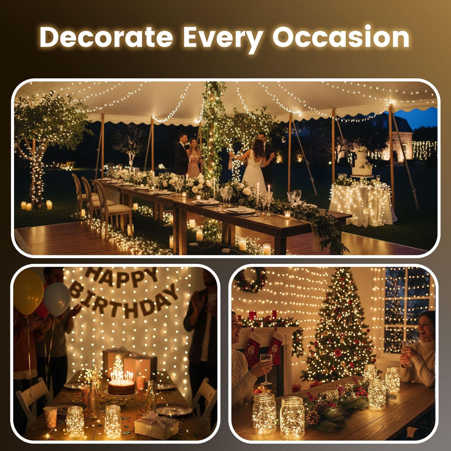 DomeStar 30Pack Fairy Lights Battery Operated, 7Ft 20 LED Waterproof String Lights Wire Firefly Starry Moon Light for DIY Mason Jars Party Centerpiece Table Valentine's Day Decorations Tree Ornament