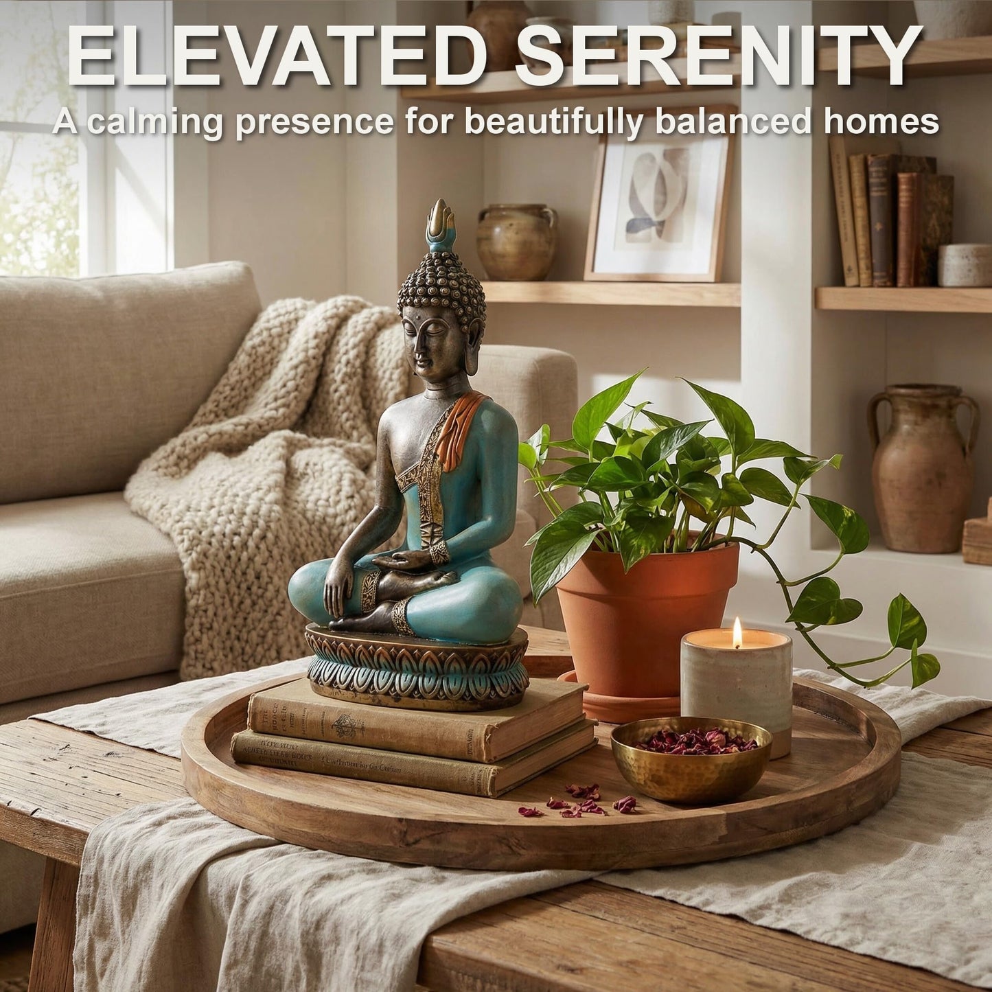 25DOL Large 12.5" Buddha Statue for Home Decor – Hand Painted Enlightenment Sculpture, Spiritual Meditation Decor for Living Room, Yoga Room & Zen Space, Gift Ready Figurine with Premium Box