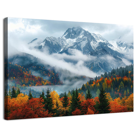 Fall Mountain Canvas Wall Art for Living Room Nature Forest Landscape Wall Decor Autumn Red Trees Scenic Poster Smoky Mountains Prints Pictures Modern Artwork Bedroom Bathroom Home Decoration 12x16"