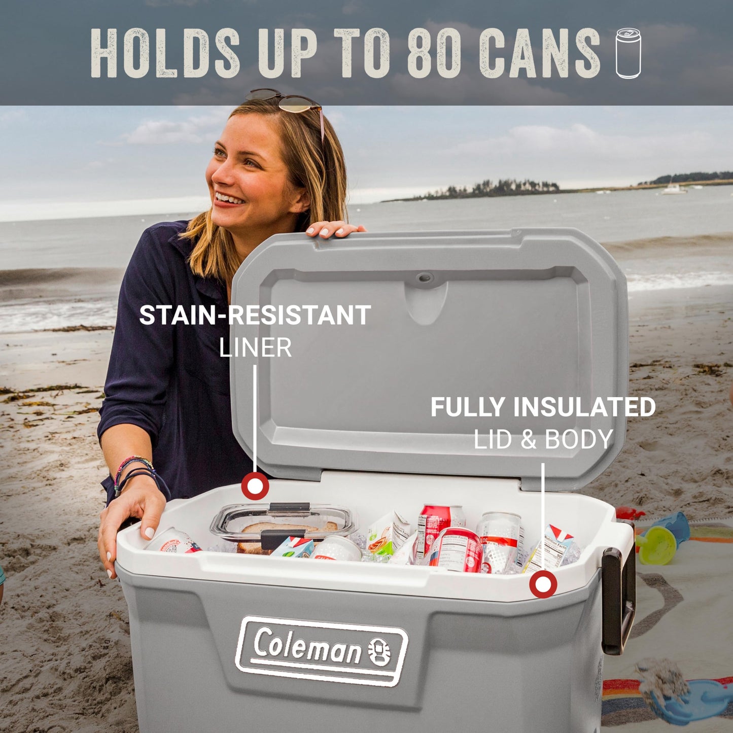 Coleman Classic Series Insulated Portable Cooler, Leak-Resistant Outdoor Hard Cooler Keeps Ice up to 5 Days, 52/70/120/150 Quart