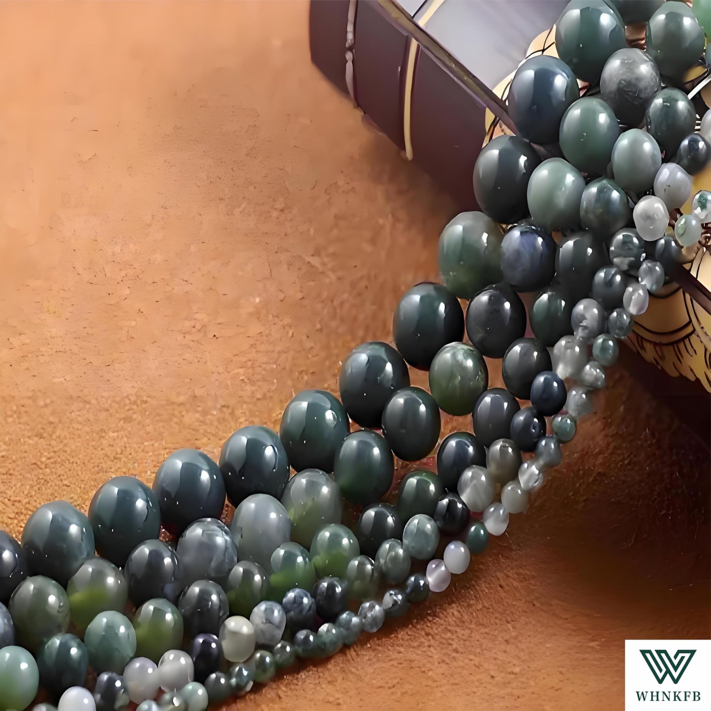 WHNKFB 10mm 50PCS Natural Moss Agate Round Beads, Dendritic Green Loose Stone Beads for Jewelry Making Craft - 4mm 6mm 8mm 10mm Options with Free Elastic Cord