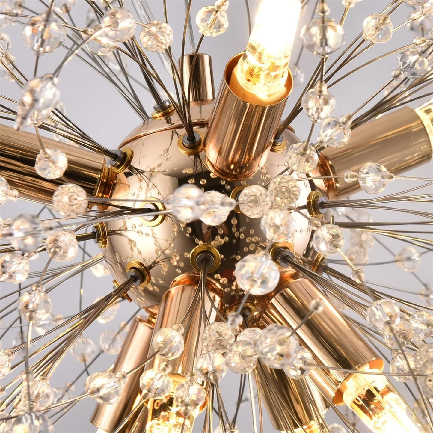 YUFENG Modern Dandelion s, Crystal Fireworks Sputnik Ceiling Light Fixture, Round Pendant Lighting for Dining Room Living Room Bedroom Bathroom Kitchen Foyer Girls Room,Silver 8Lights