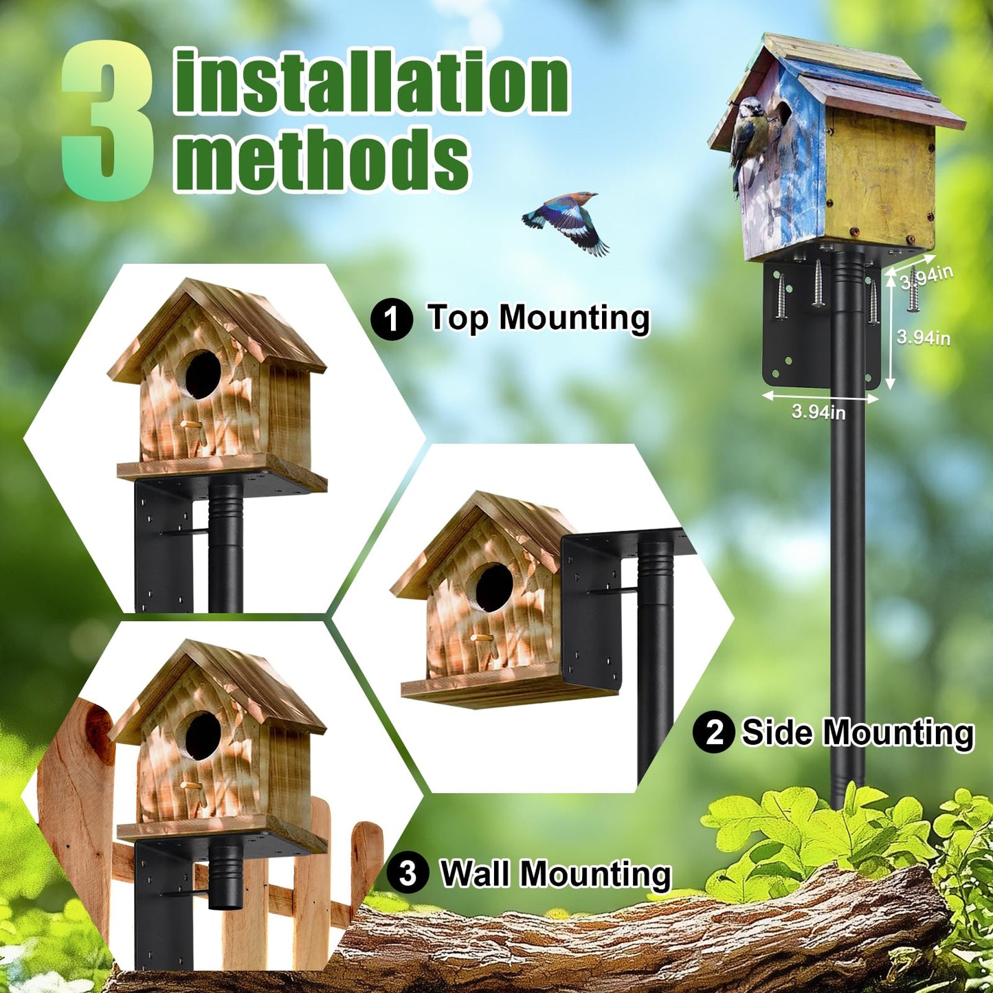 Bird House Poles for Outdoors, Heavy Duty 75 Inch Birdhouse Stand Stake 1 Inch Diameter Metal Bird Mounting Pole for Yard Garden