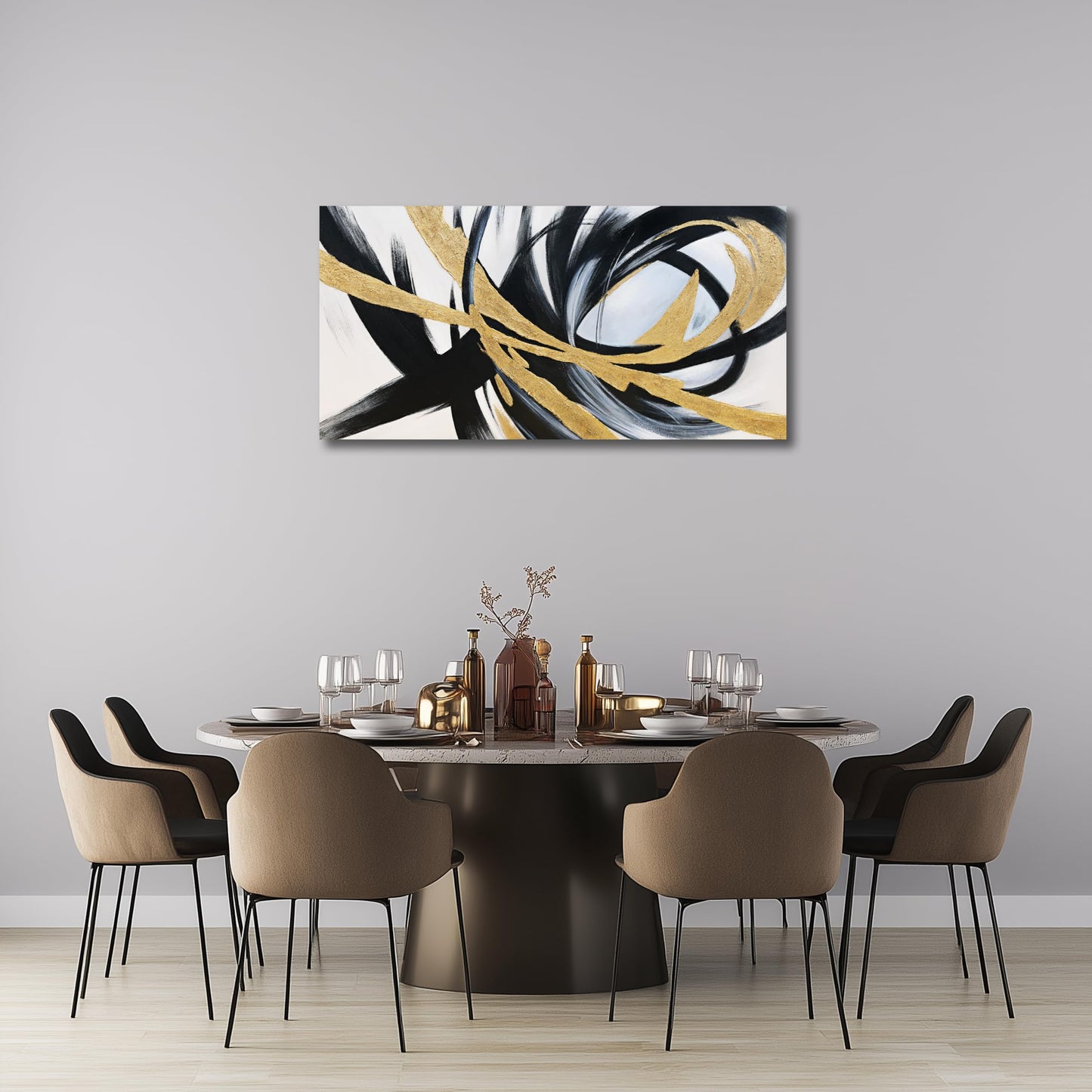 JBD JIETUAN Abstract Canvas Wall Art Black Wall decor for Living Room Minimalist Line Art Canvas Painting Modern Textured Canvas Print Bedroom Office Home Decor 24x48 Inches