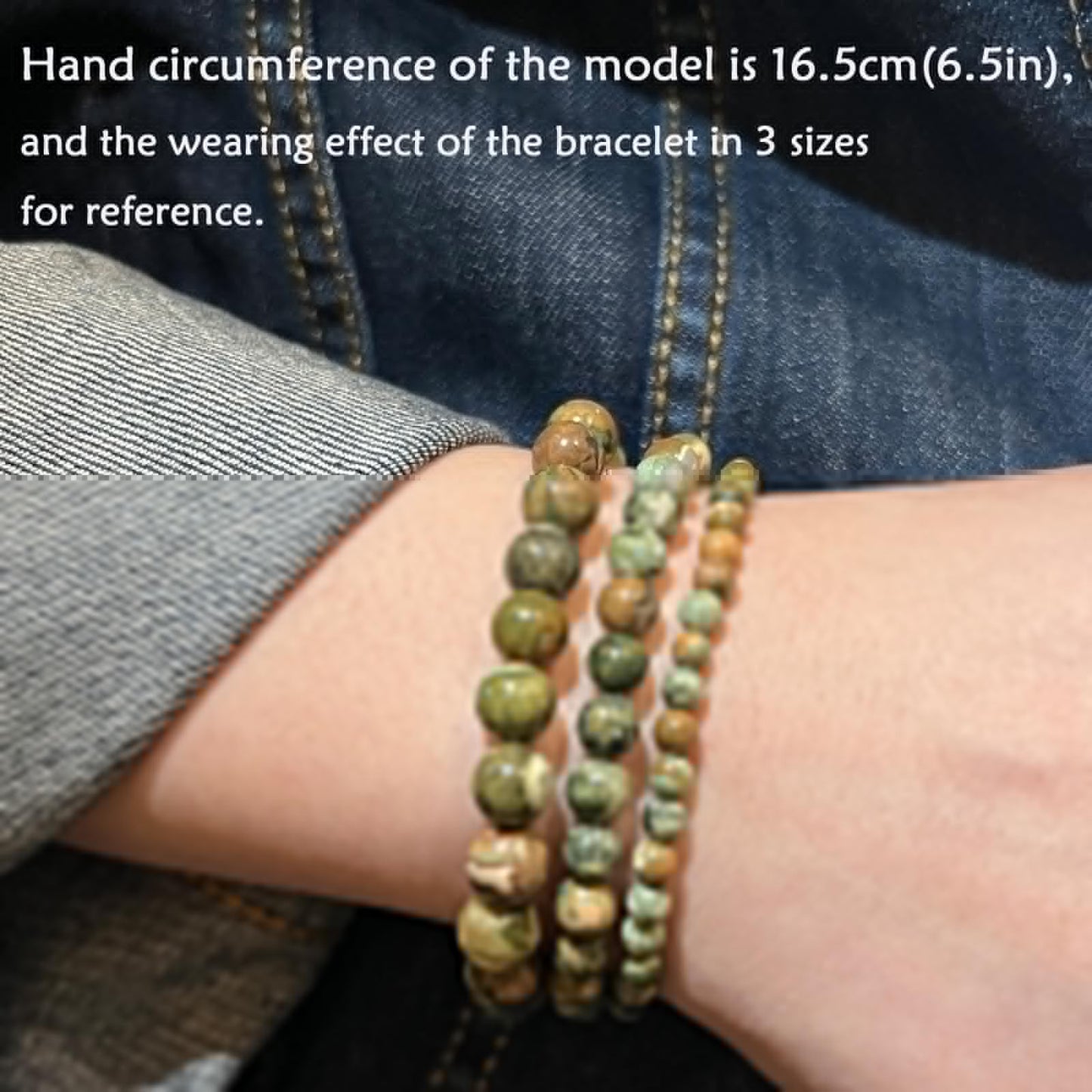 CHCCOYE 4mm Natural Healing Gemstone Bracelet Handmade Yoga Stretch Elastic Bracelet Stress Relief Crystal Jewelry for Men and Women (4mm, Green Rainforest Jasper)