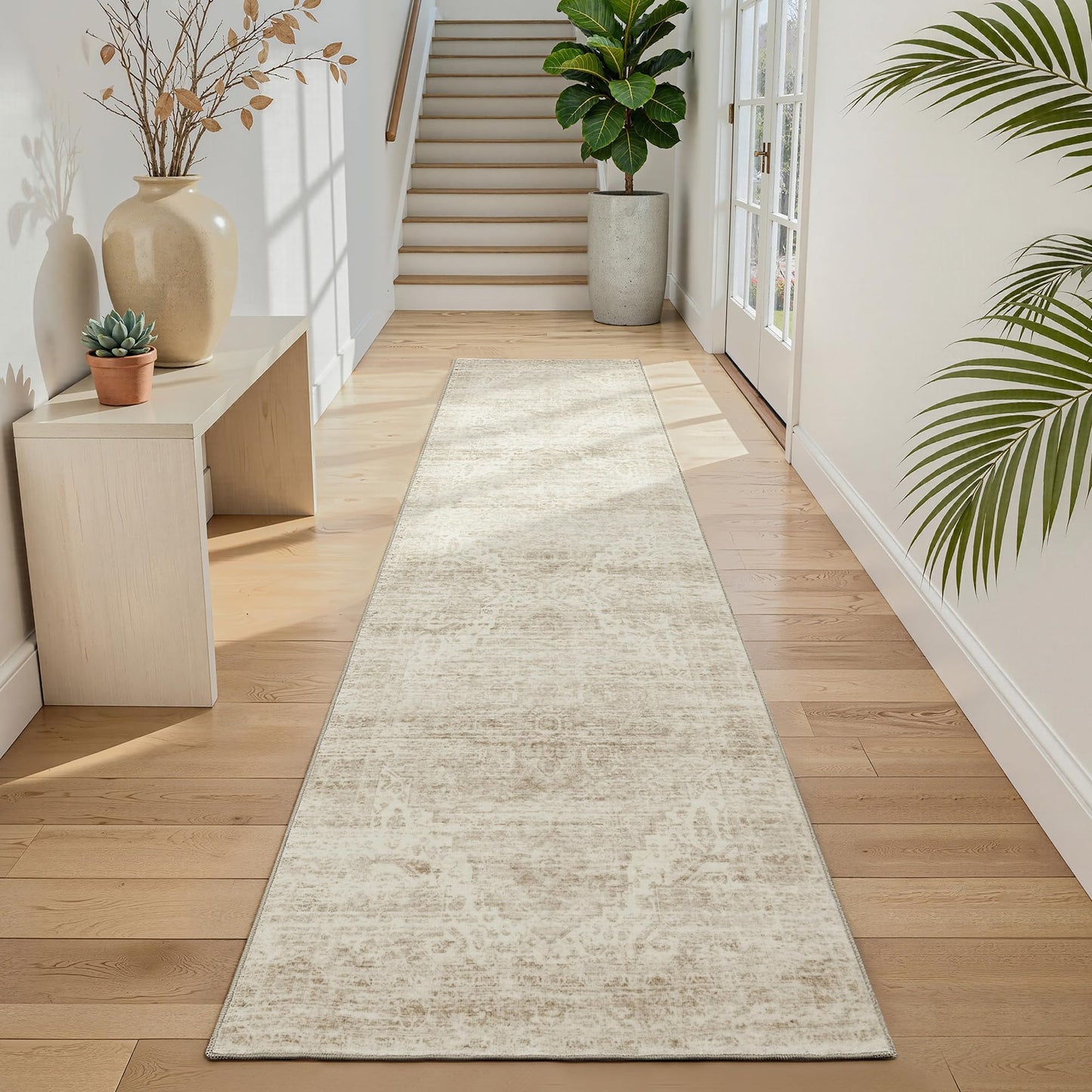Washable Runner Rug 2x8 Runners for Hallways，Vintage Kitchen Runner Rugs with Non-Slip Backing Hallway Runner Rugs,Ultra-Thin Carpet for Bedroom, Entryway,Bathroom,Laundry Room