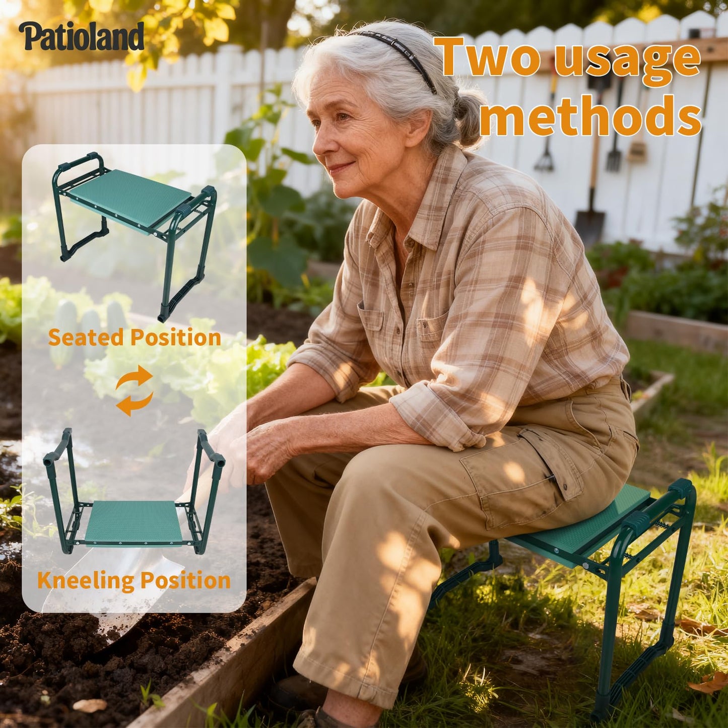Garden Kneeler and Seat with 1 Gardening Tool Pouch and 1 Tool Bag, 10.2" Widen Heavy Duty Thicken Soft Kneeling Pad, Folding Garden Stool, Outdoor Yard Work Seat, Ideal Gardening Gifts for Mom, Women