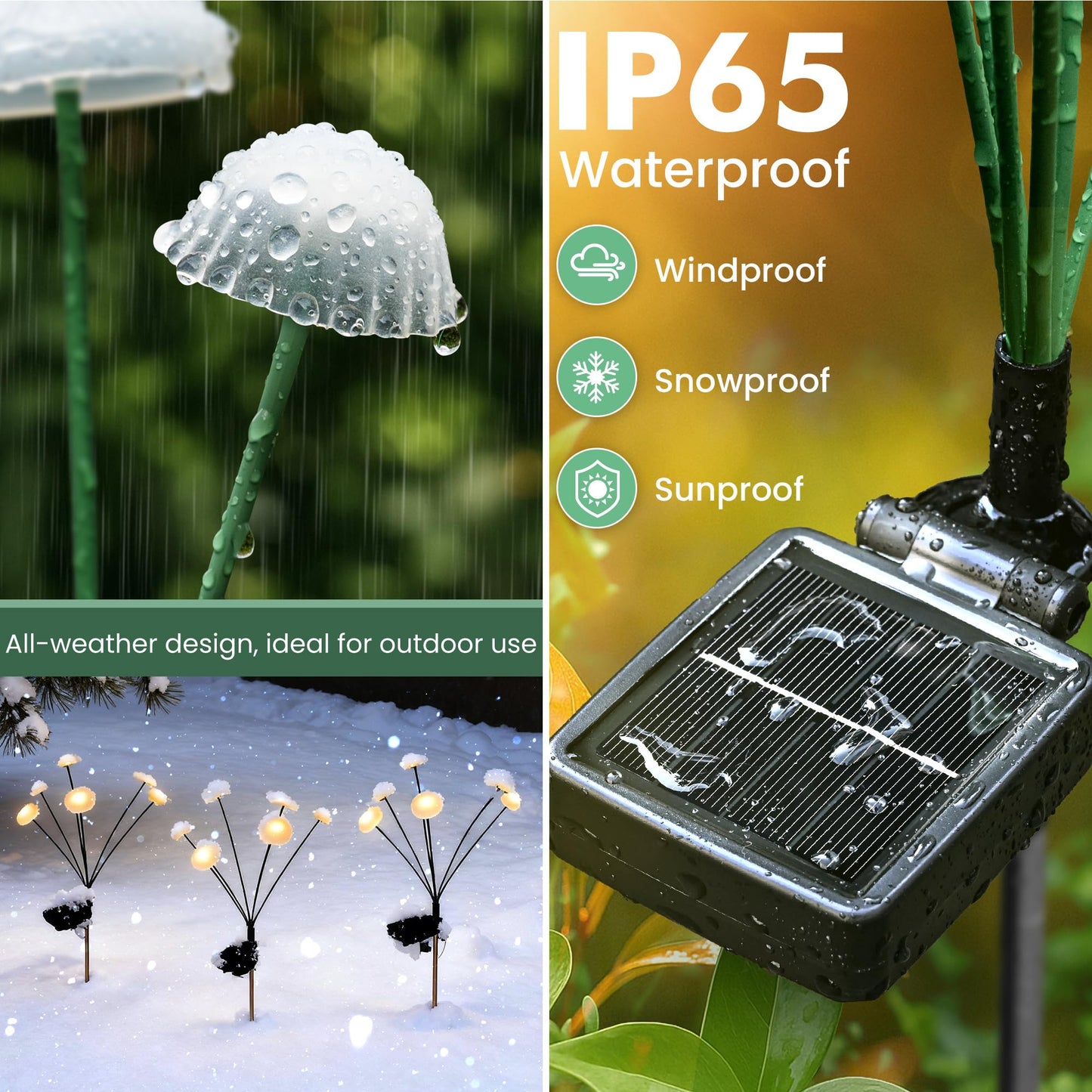 SUNCKET Solar Garden Lights, 2pack Solar Fairy Lights for Outside, Swaying Mushroom Lights Outdoor Decorative, Waterproof Light Decor for Yard,Lawn,Patio,Pathway Decoration(Warm White)