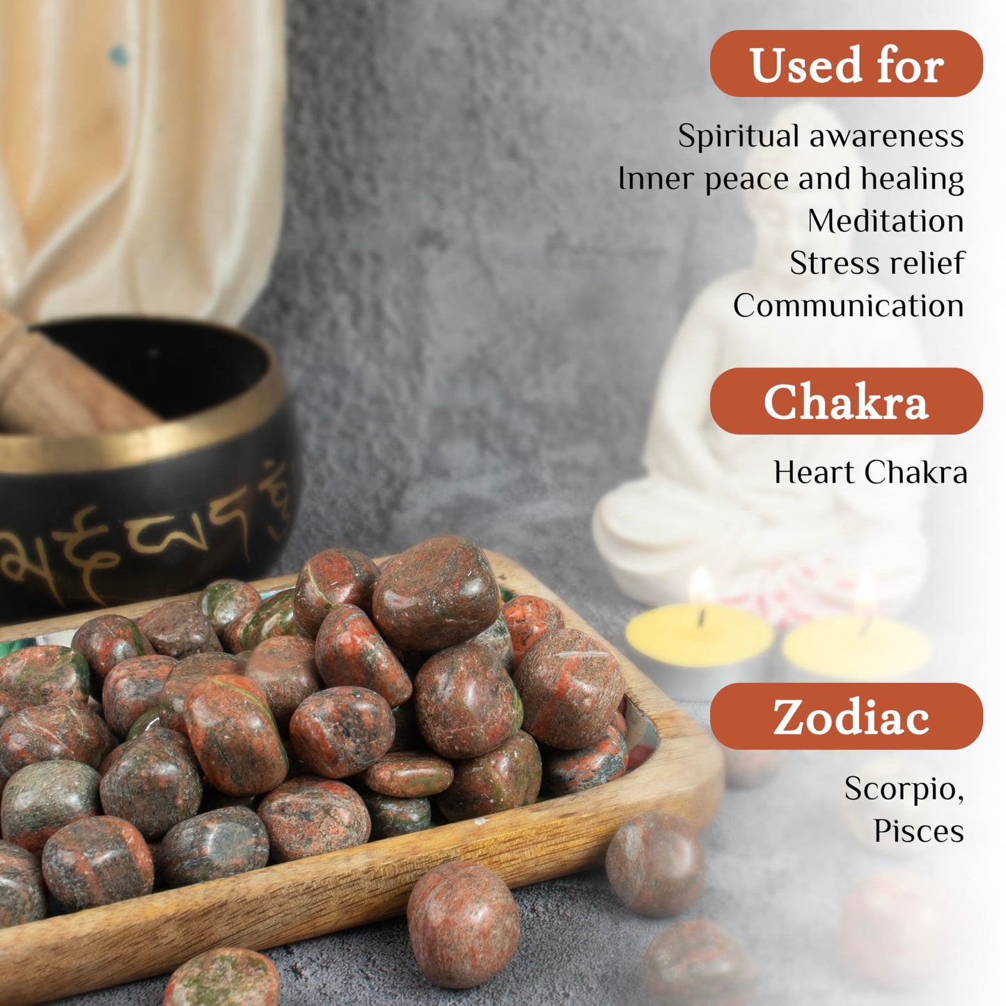 Crocon 1LB Unakite Tumbled Stones and Crystals bulk 2000+ Carats Natural Crystal Kit for Reiki Healing Crystal Polished, Tumble Stones, Chakra Balancing, Reiki Gift, Home Decor Size : 20-25 mm