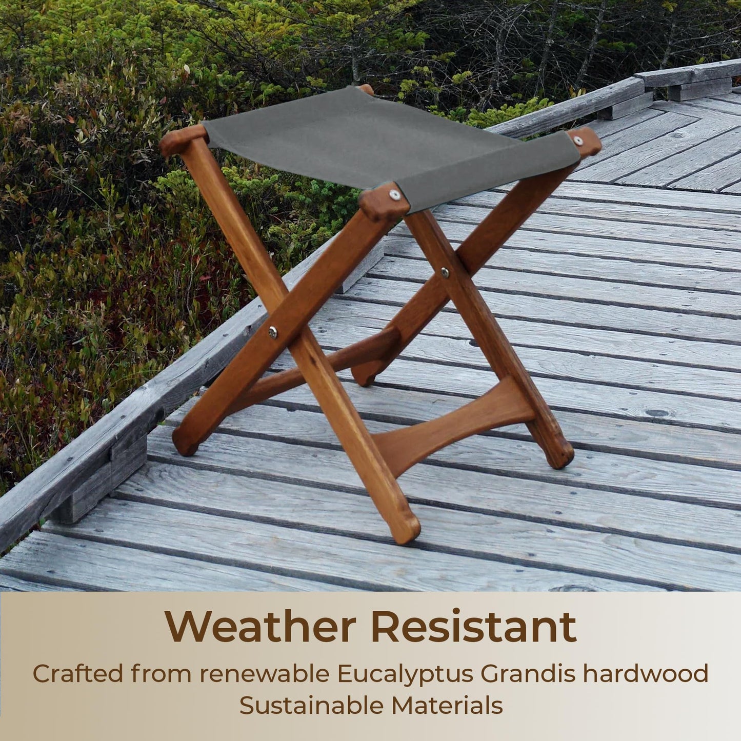 BYER OF MAINE Pangean Folding Stool – Canvas Camp & Wood Camp Stool for Portable & Outdoor Seating in Granite