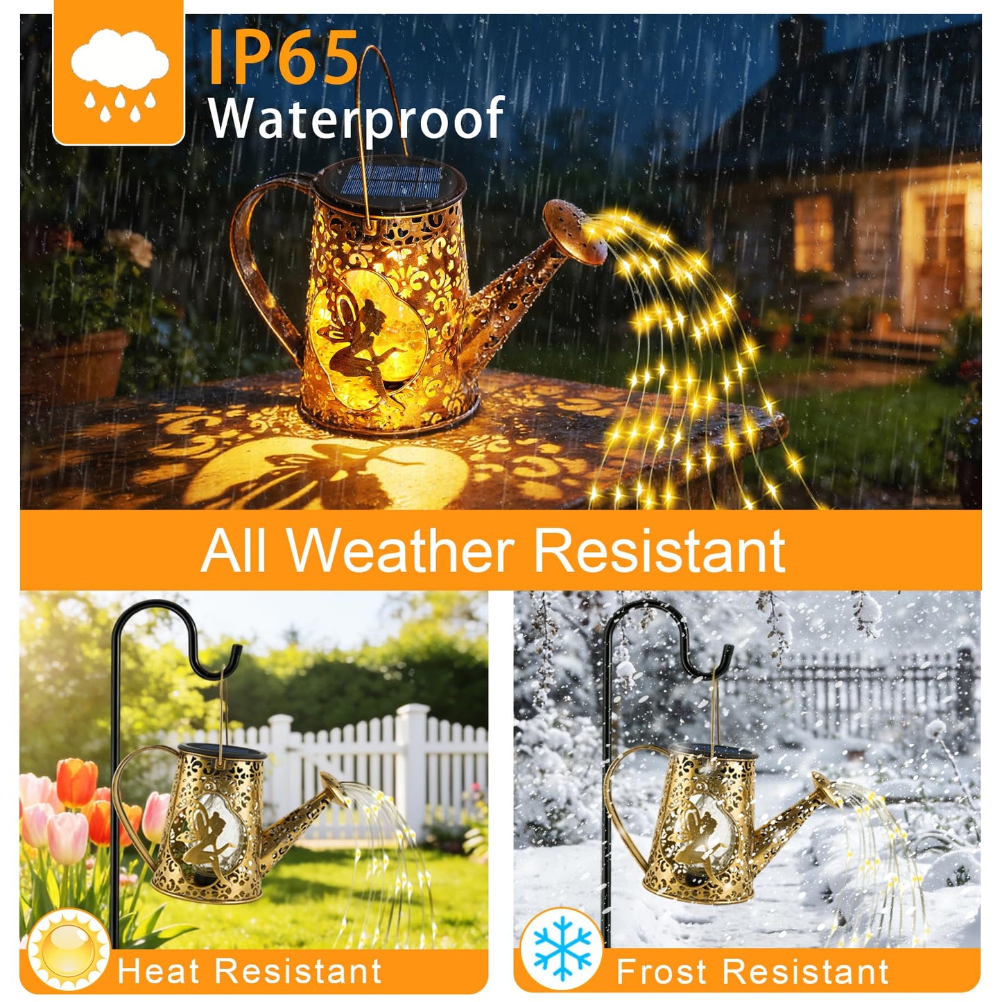 Solar Watering Can Lights, Unique Fairy Gifts for Mothers Day Women Mom Grandma Birthday, Waterproof Outdoor Garden Decor Large Hanging Solar Lantern Fairy Lights for Porch Yard Flowerbed Pathway