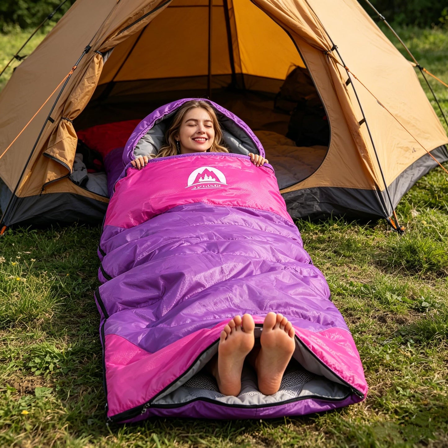 SWTMERRY Sleeping Bag 3 Seasons (Summer, Spring, Fall) Warm & Cool Weather - Lightweight,Waterproof Indoor & Outdoor Use for Kids, Teens & Adults for Camping Hiking, Backpacking and Survival (Purple)