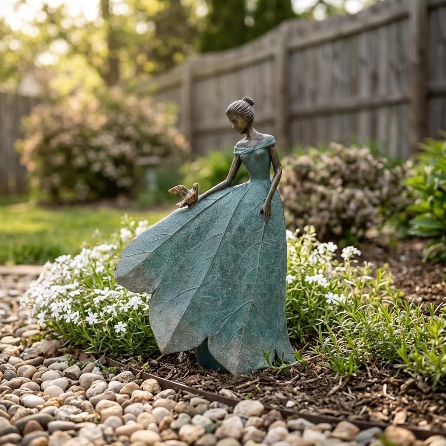 Guichifun Fairy Statue Collection Home Decoration - Leaf Angel Girls Resin Home Garden Decor for Outside or Inside Rustic Fairy Garden Outdoor Yard Figurines Gifts for Women 8.5 x 5.25 x 12 Inch