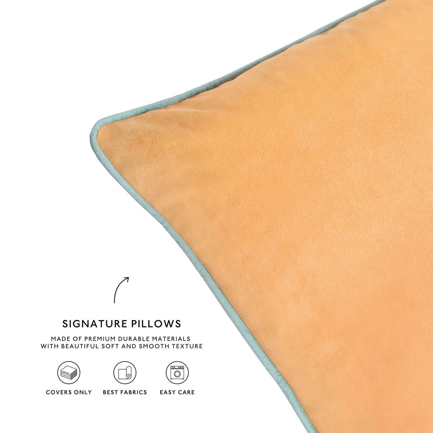 MONDAY MOOSE Decorative Throw Pillow Covers Cushion Cases, Set of 2 Soft Velvet Modern Double-Sided Designs, Mix and Match for Home Decor, Pillow Inserts Not Included (18x18 inch, Orange/Teal)