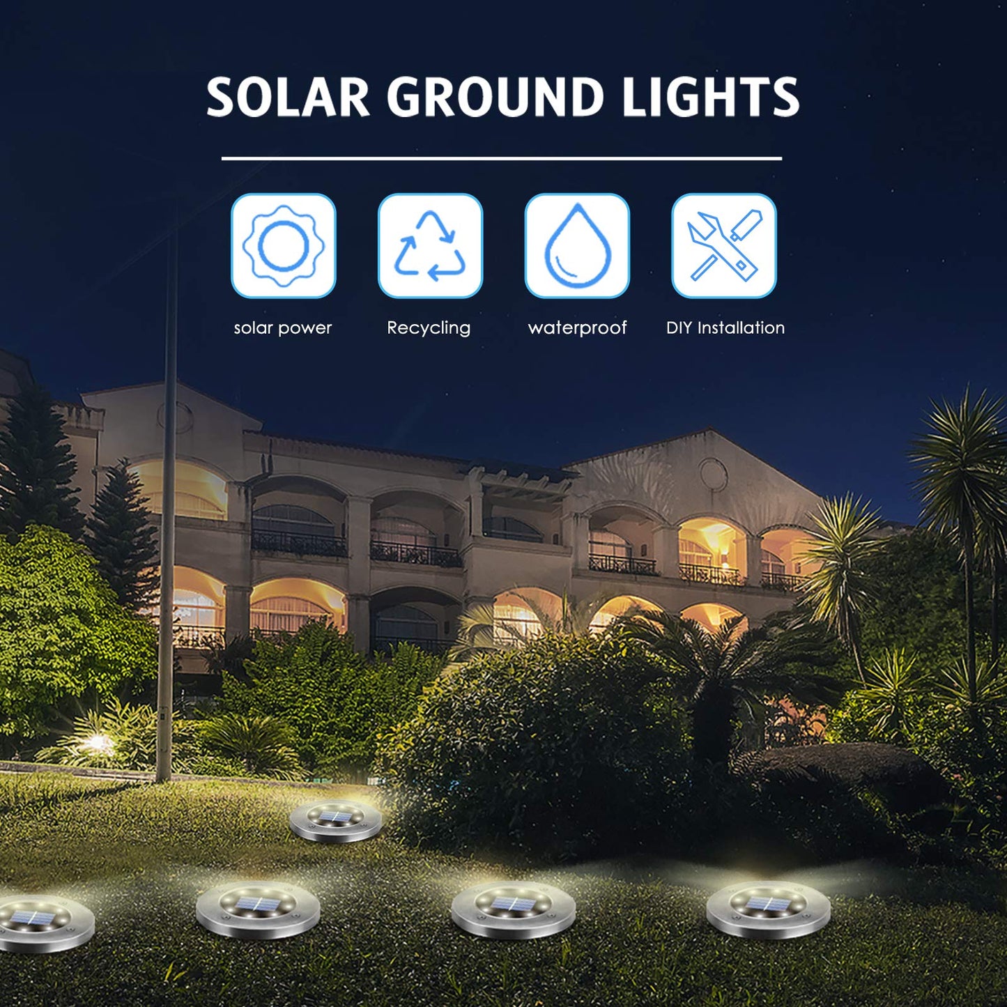 OULONGER 4.6inch Solar Lights Outdoor Waterproof,12Pack Solar Lights for Outside,Solar Garden Lights Landscape Lighting for Patio Pathway Lawn Yard Deck Driveway Walkway(White Light)