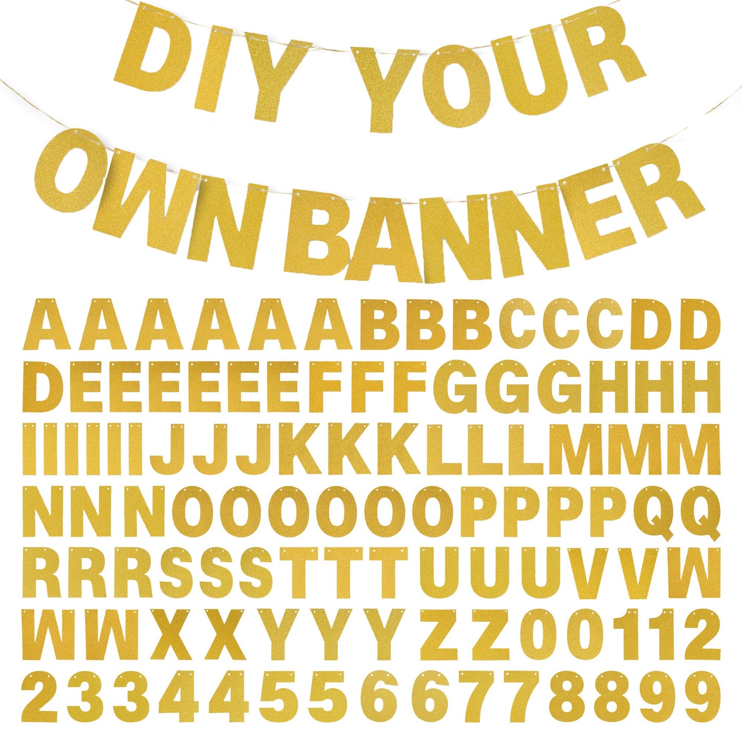 DIY Banner Kit with Letters Glitter Banner Letters Customizable Birthday Banners Graduation Banner Custom Party Hanging Banner for Graduation Wedding Party Baby Shower Decoration(Gold)