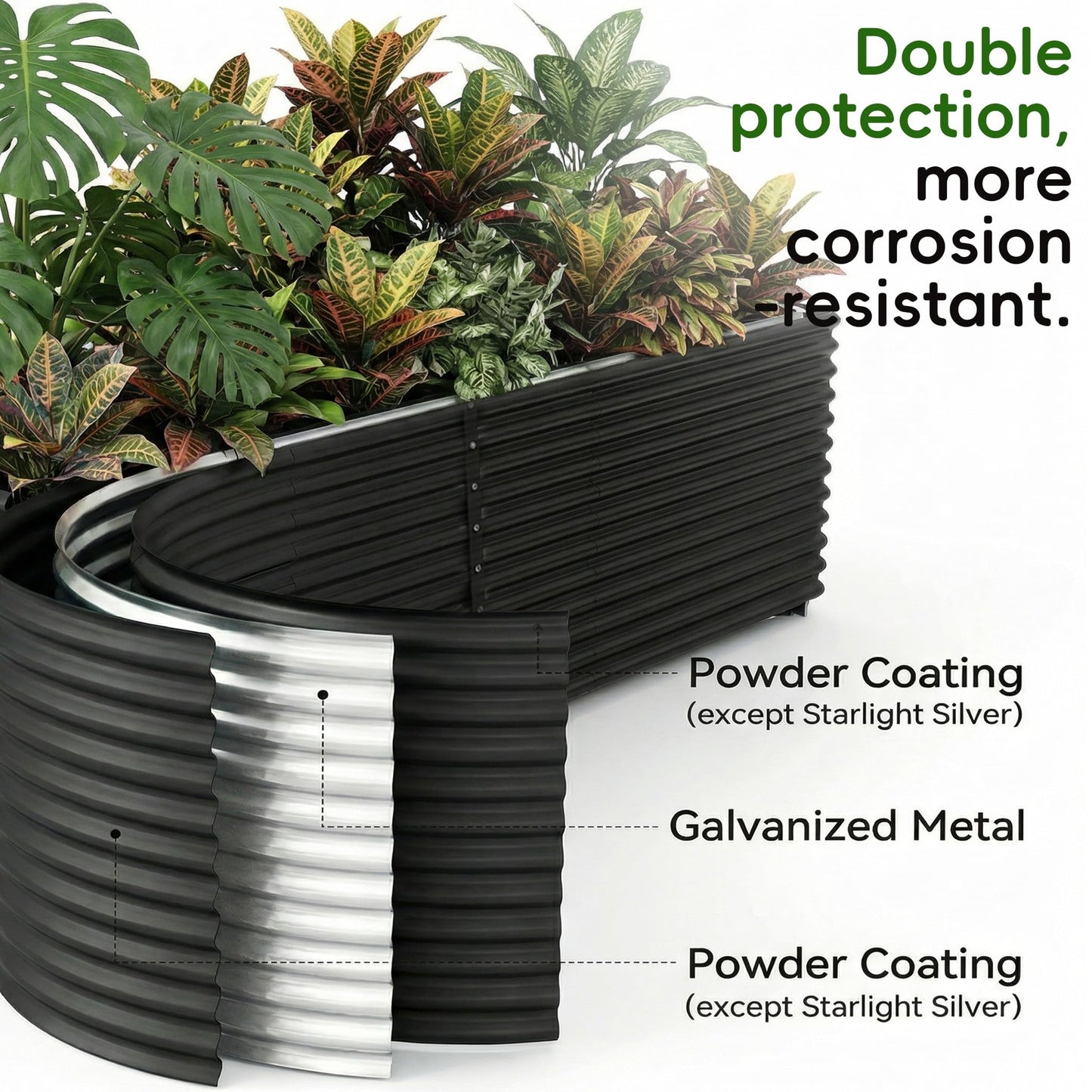 Land Guard 2 Pack 6×3×2 ft Galvanized Metal Raised Garden Bed, 2FT Deep Root Elevated Planter Box Steel Large Vegetable Flower Bed Kit, Gray