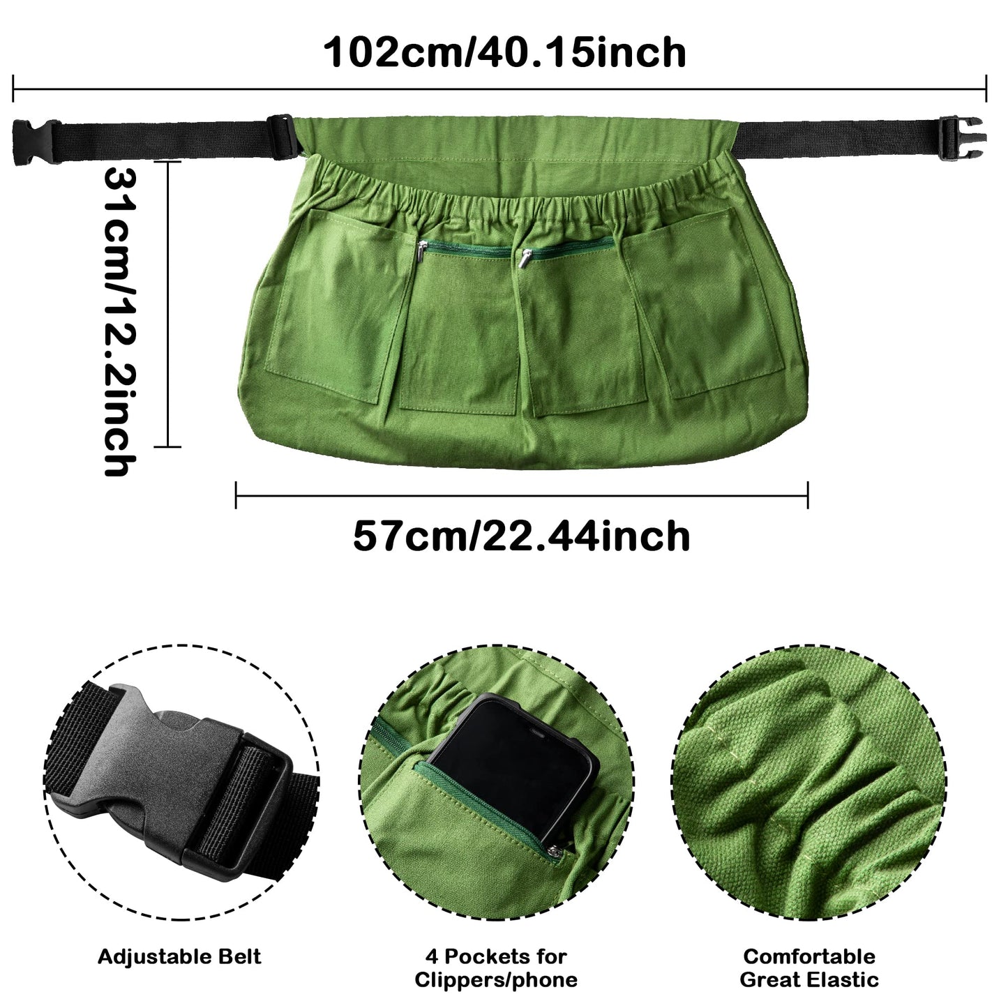 codree 2PCS Harvest Apron for Garden Vegetable-Adjustable Harvest Picking Apron with 4 Pockets for Gardeners Pick Fruit Berry Weeding
