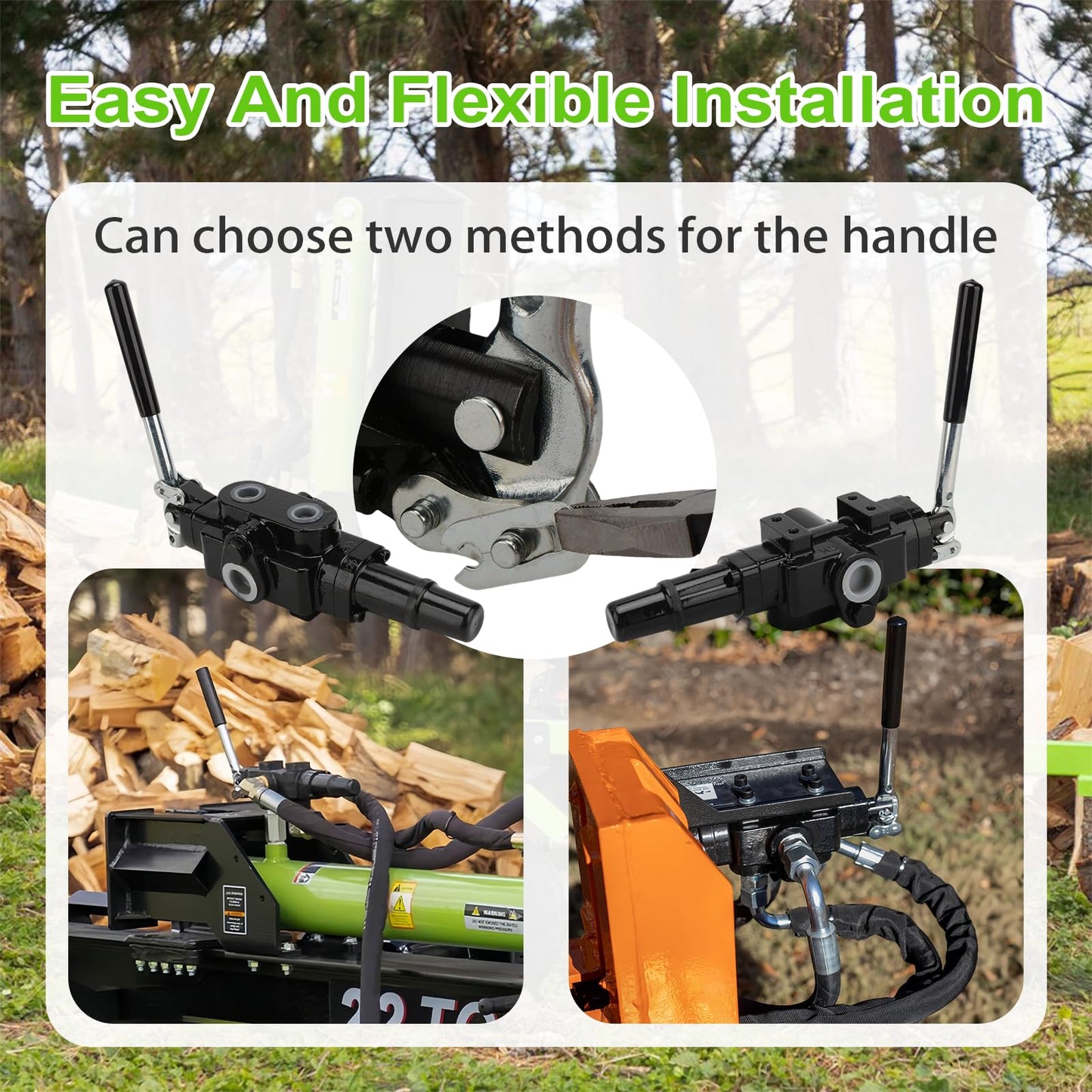 INPANOLS Hydraulic Log Splitter Valve w/ 2 Joystick, Hydraulic Directional Control Valve, 1 Spool 25GPM 3626PSI Hydraulic Loader Valve for Log Splitter, Small Tractors & Loaders