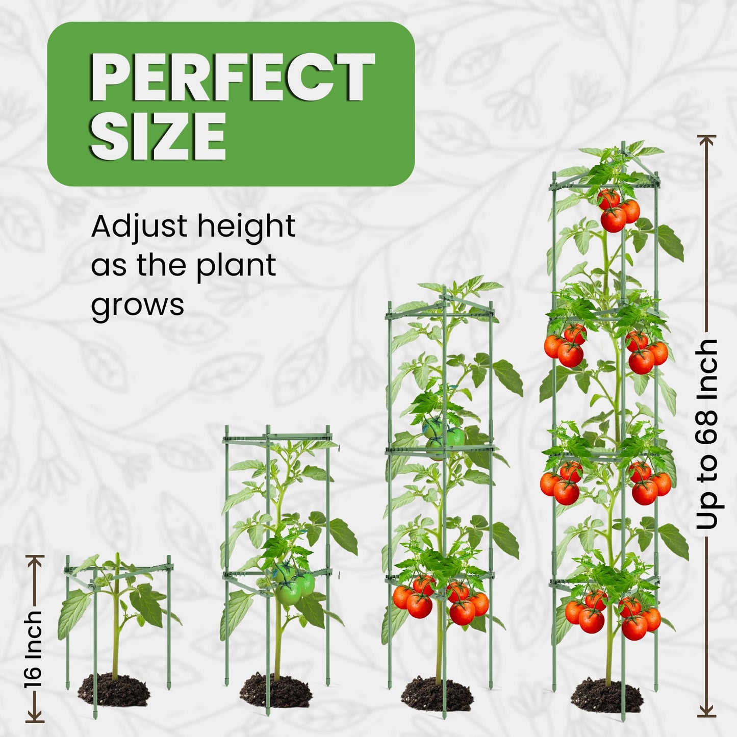 K-Brands Tomato Cage - Tomato Plant Stakes Support Cages, Trellis for Garden & Pots (Tall Upto 68 Inches)