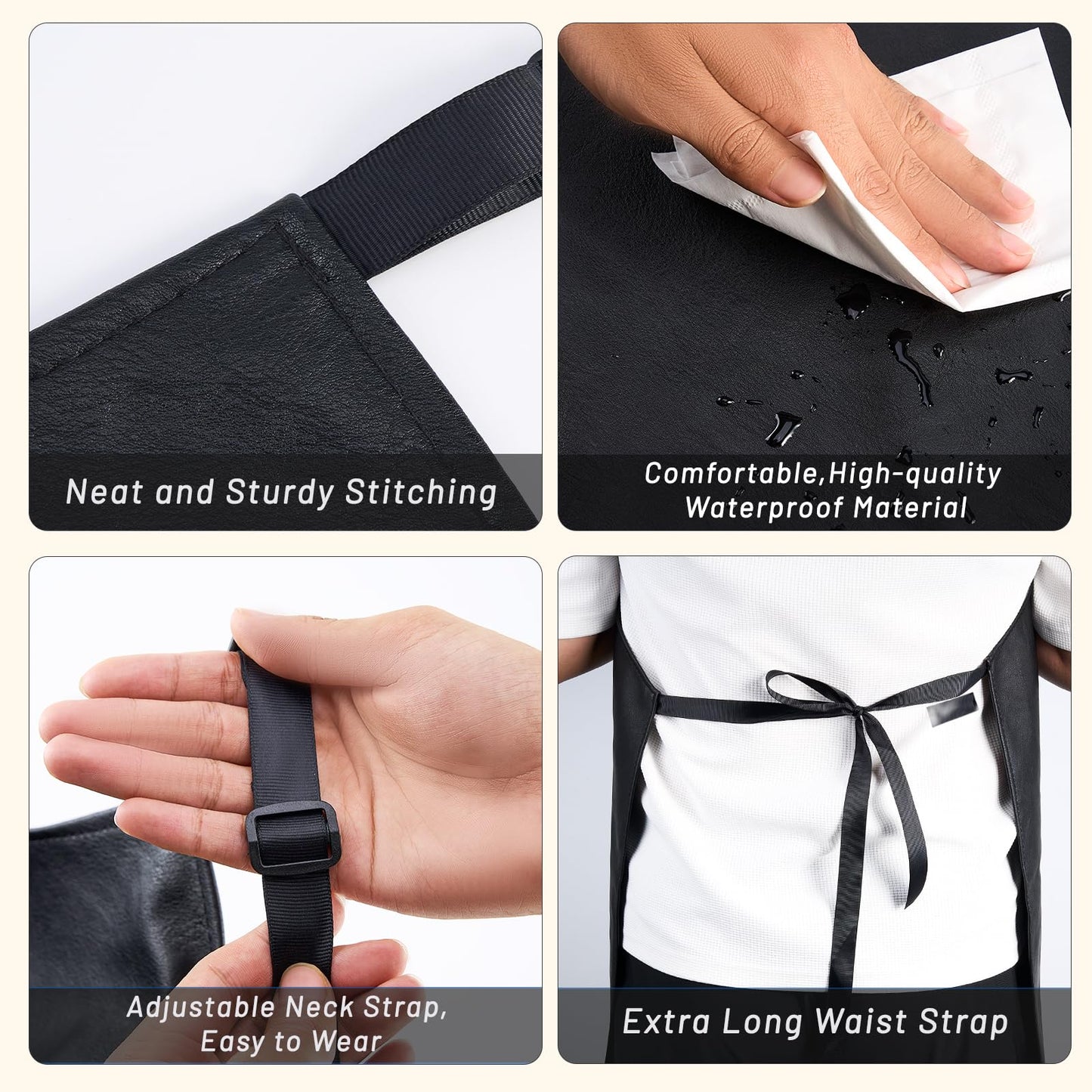 Waterproof Aprons for Dishwashing, 6 Pack 42 Inch Heavy Duty Rubber Apron for Kitchen, Oil- and Stain-Resistant Neat Stitching Butcher Aprons for Men with Adjustable Neck Strap and Long Waist Strap