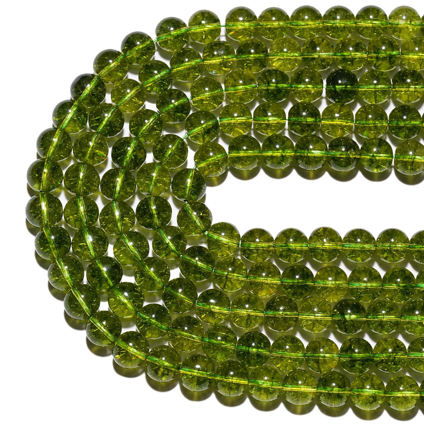 8mm Natural Peridot Gemstone Beads Polished Round Smooth Stone Beads for Bracelets Jewelry Making 15inch Loose Beads