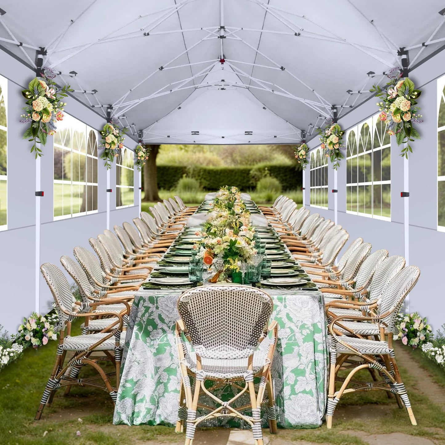 COBIZI Canopy Tent 10x30 Pop Up Canopy with 8 Removable Sidewalls Party Tents for Parties Wedding Patio Commercial Waterproof and UV50+ Ez Outdoor Instant Gazebo with Roller Bag & 4 Sandbags（White）