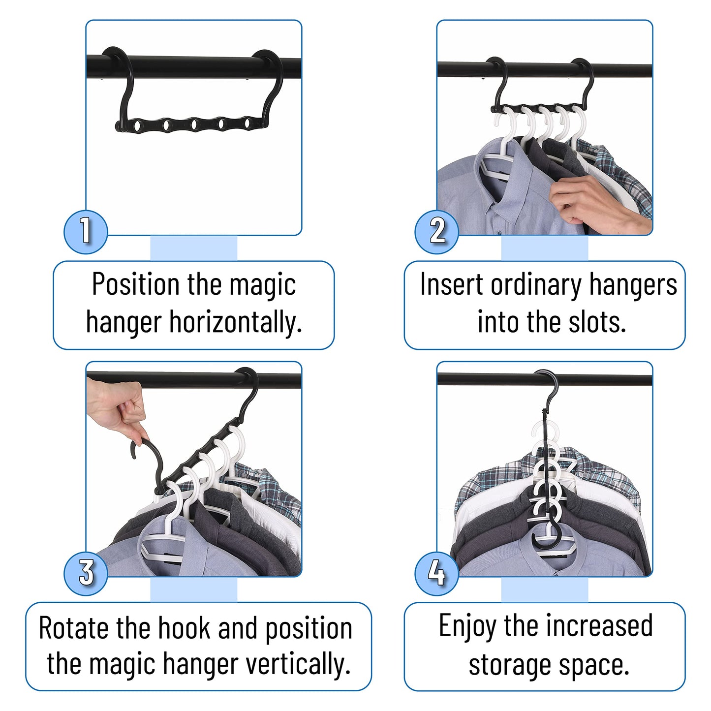 Mr. Pen- Space Saving Hangers, Black, 8 Pack, Clothes Organizers, Shirt Hangers, Magic Closet Space Savers
