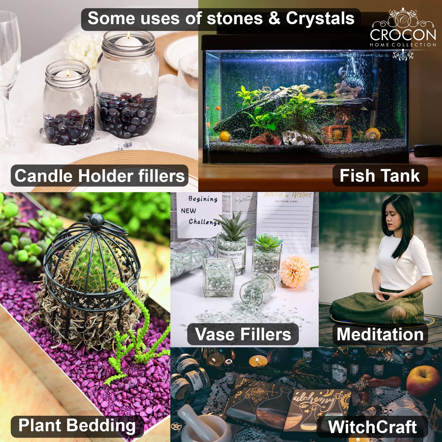 Crocon 1LB Green Jade tumbled stones and Crystals bulk 2000+ Carats natural Crystal Kit for Reiki Healing Crystal Polished, tumble stones, Chakra Balancing, Reiki Gift, Home Decor Size : 20mm