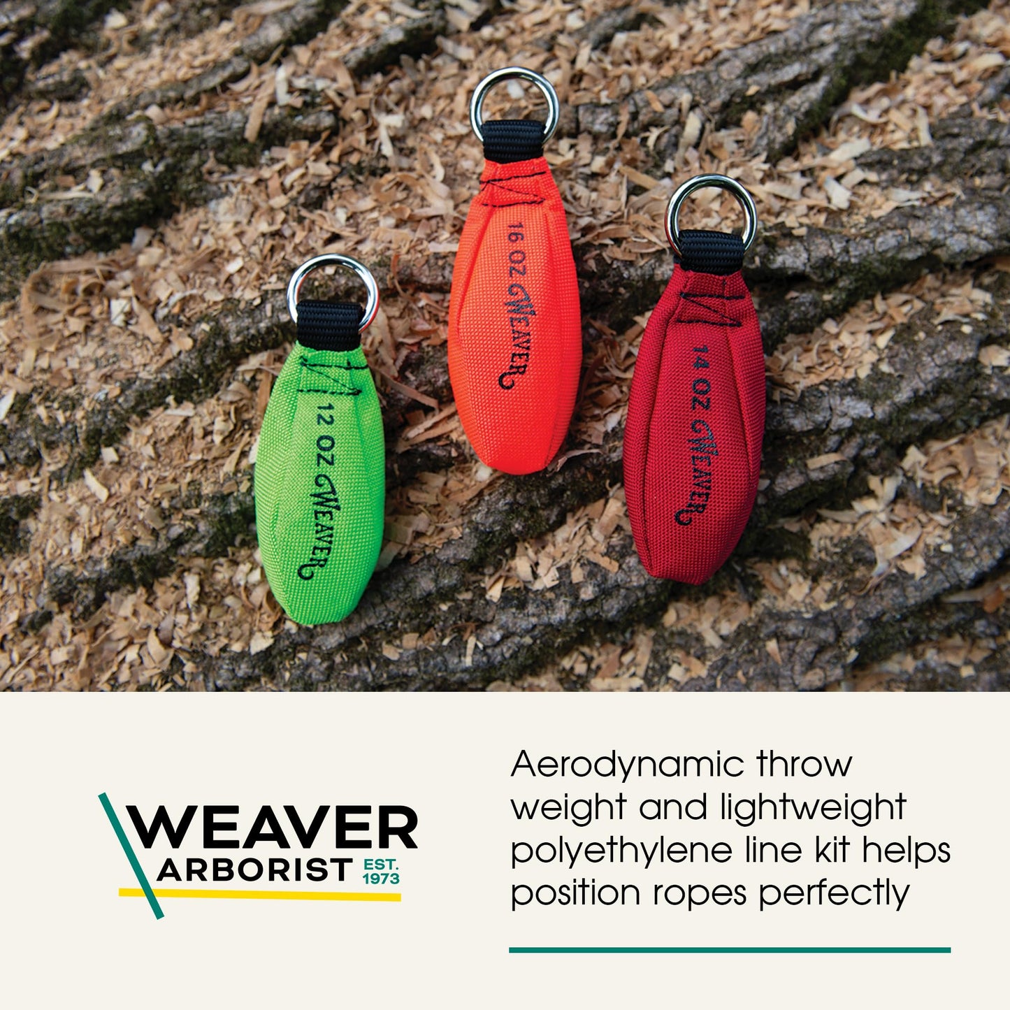 Weaver Arborist Throw Line and Weighted Throw Bag Kit, 150 ft Polyethylene Tree Climbing Rope 16 oz Throw Weight Set, Handcrafted Arborist Equipment