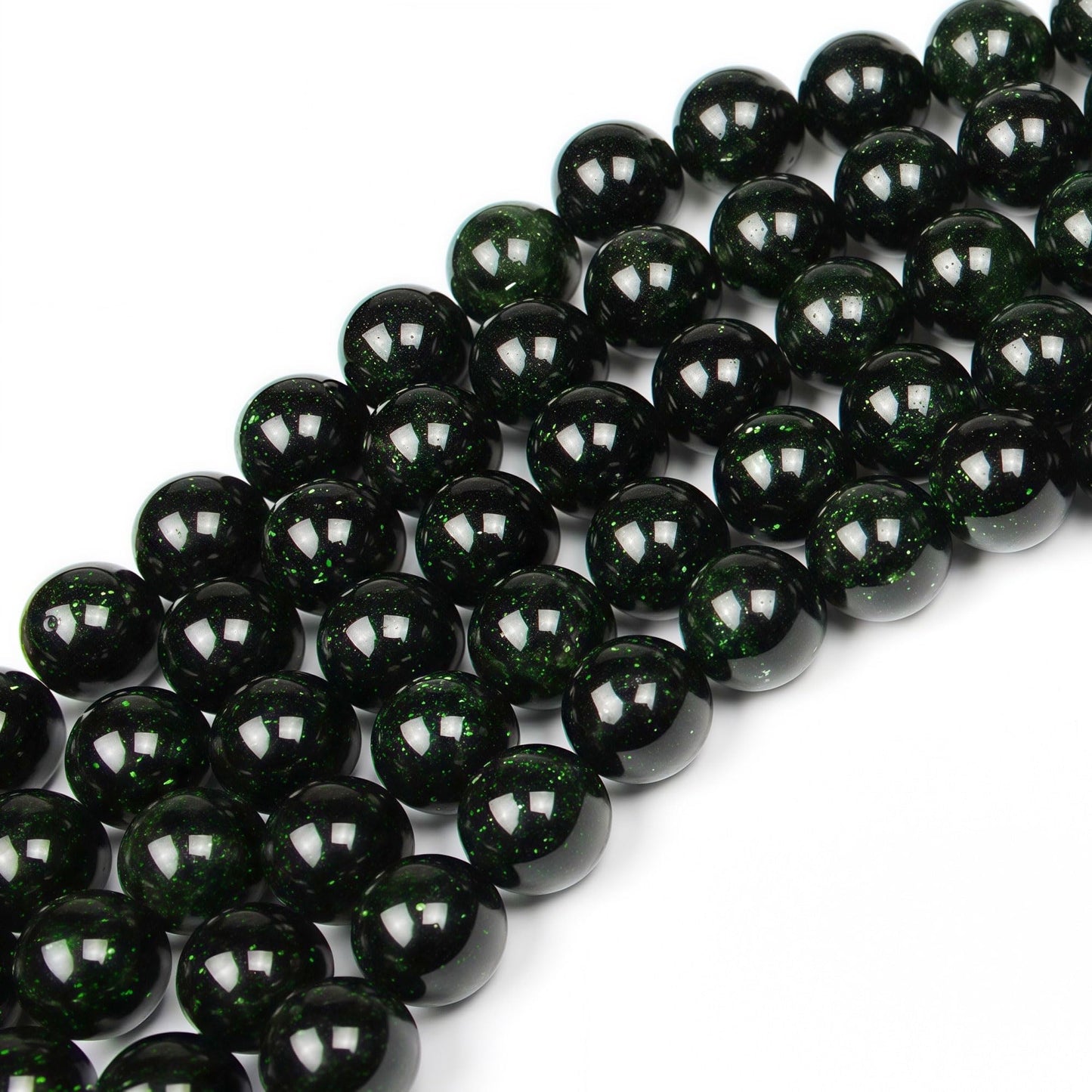 MJDCB Best Sellers Green Sand Stone Round Stone Beads for Jewelry Making DIY Bracelet Necklace (6mm)