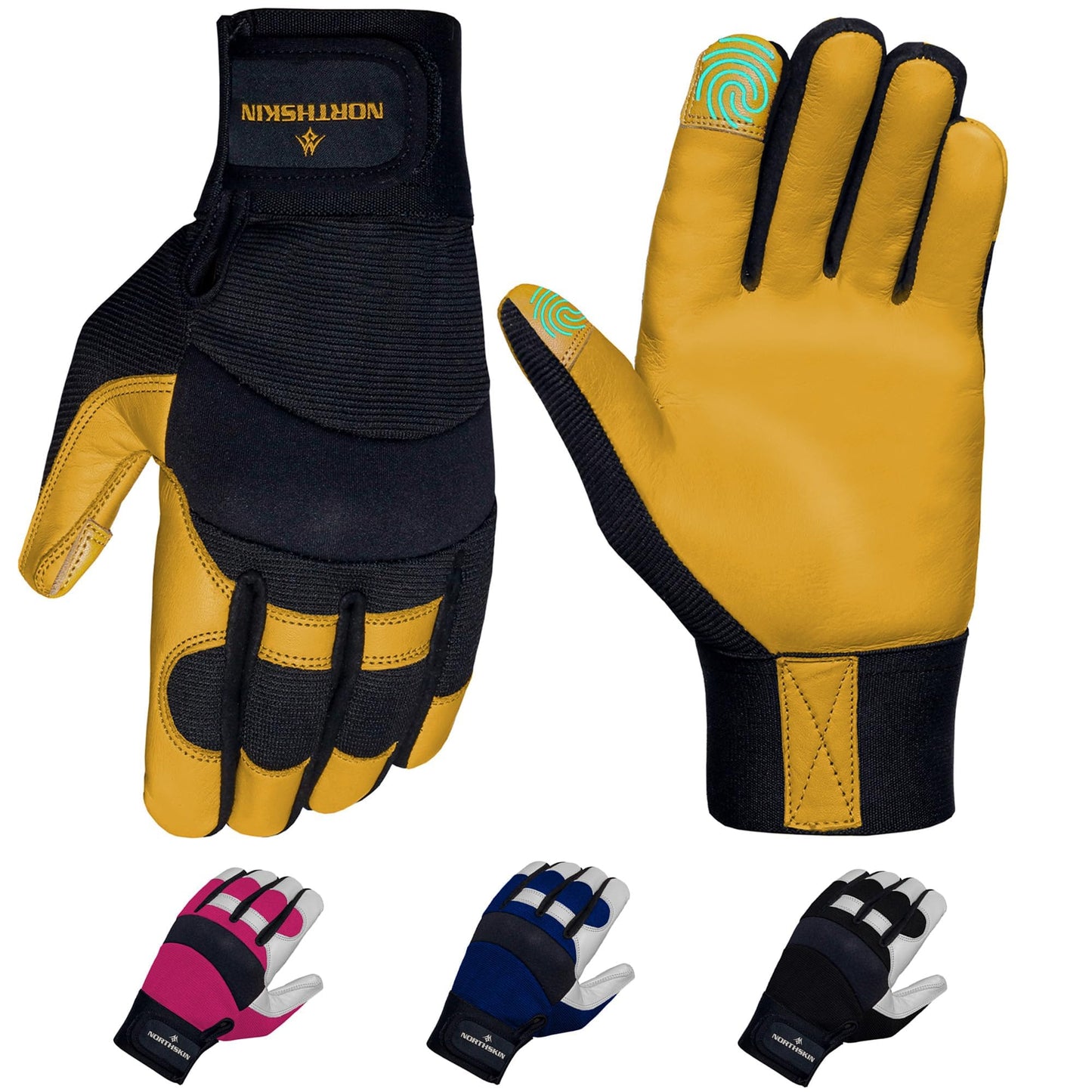 NORTH SKIN Gardening Thorn-Proof Working Gloves with Touch Screen Support, Thick Leather, Heavy-Duty Safety Gloves for Garden (Yellow, M)