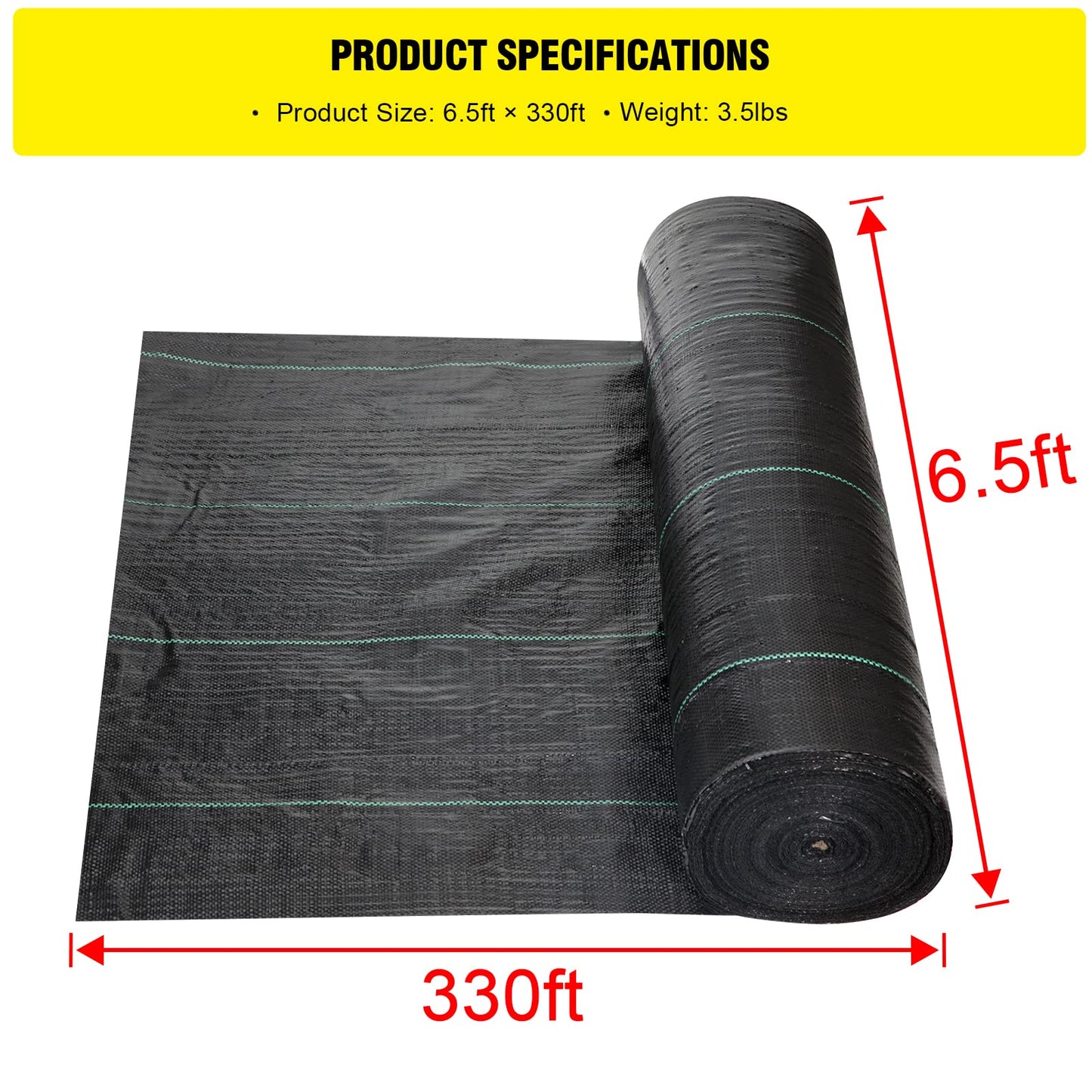 Driveway Fabric - 6.5x330 ft Commercial Weed Barrier - Heavy Duty 3.5OZ French Drain Fabric for Erosion Control and Landscape Projects