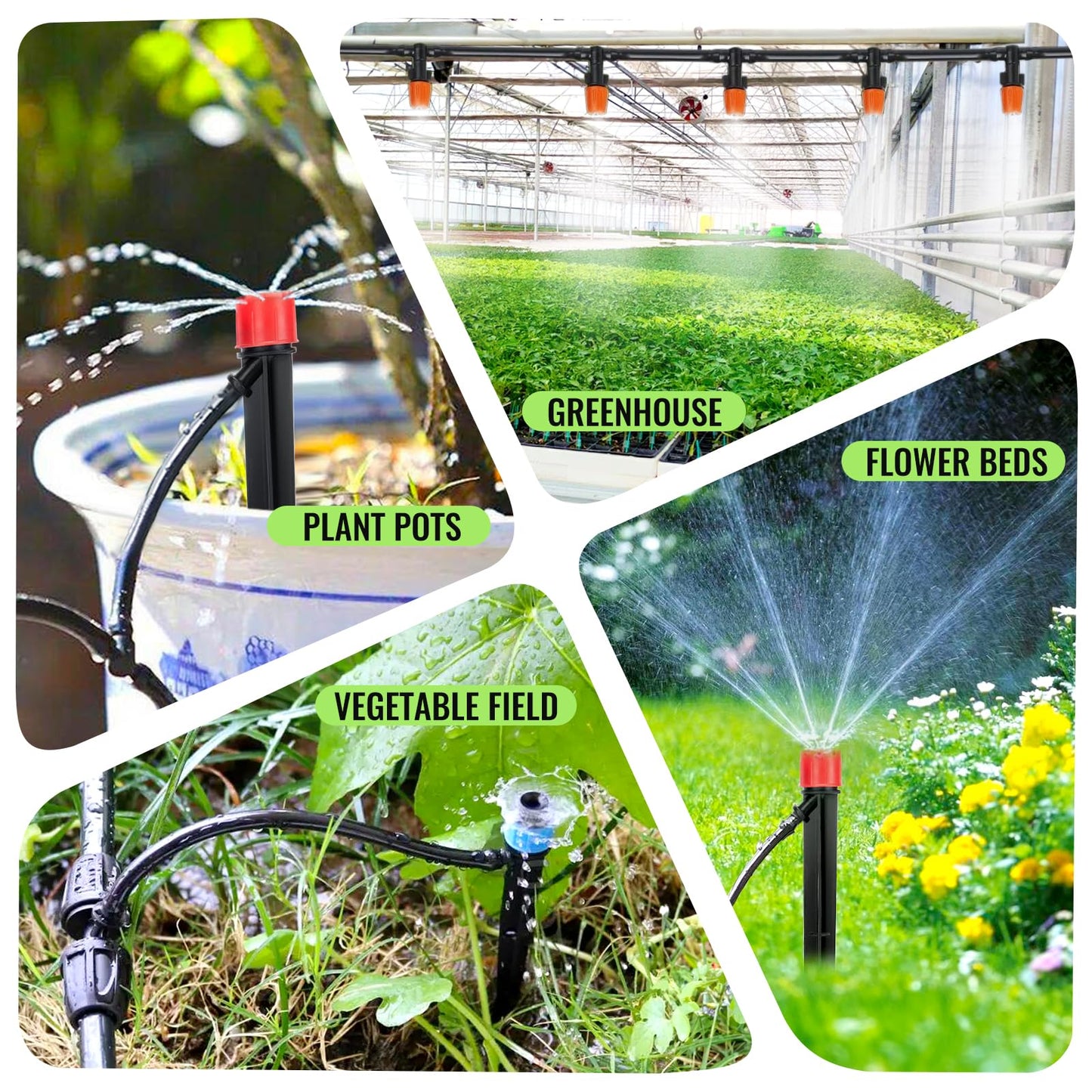 240FT Drip Irrigation System, Automatic Drip Irrigation Kits Quick-Connect for Greenhouse, Yard, Lawn, Plant, Garden Watering Misting System with 1/2 inch Hose 1/4 inch Distribution Tubing