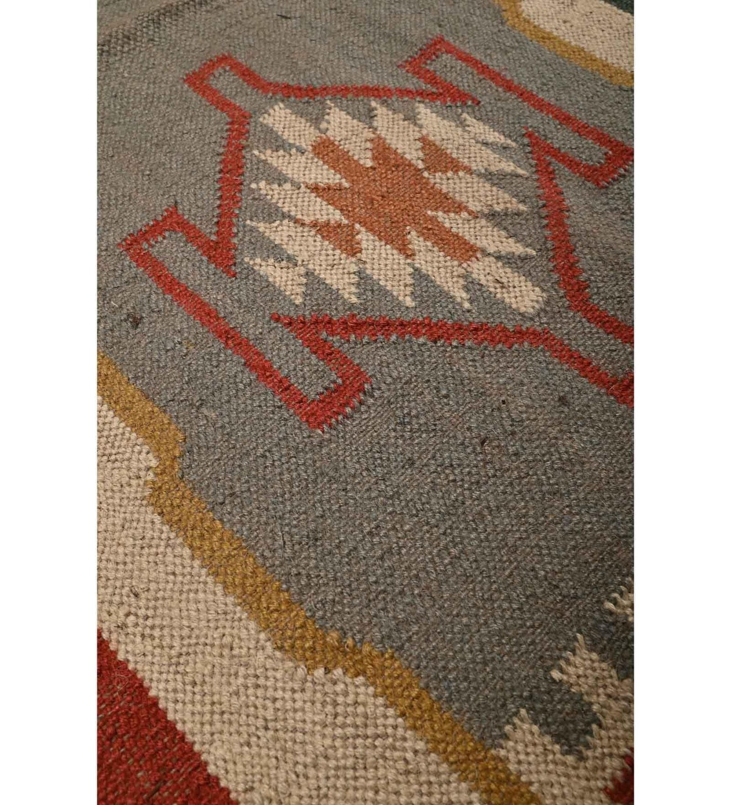 RugsJaipurIndia Geometric Kilim Rug Wool Jute Area Rug Kilim Dhurrie Handwoven Braided Entryway Runner Rug Farmhouse Kitchen Rug, Multicolor 3X5