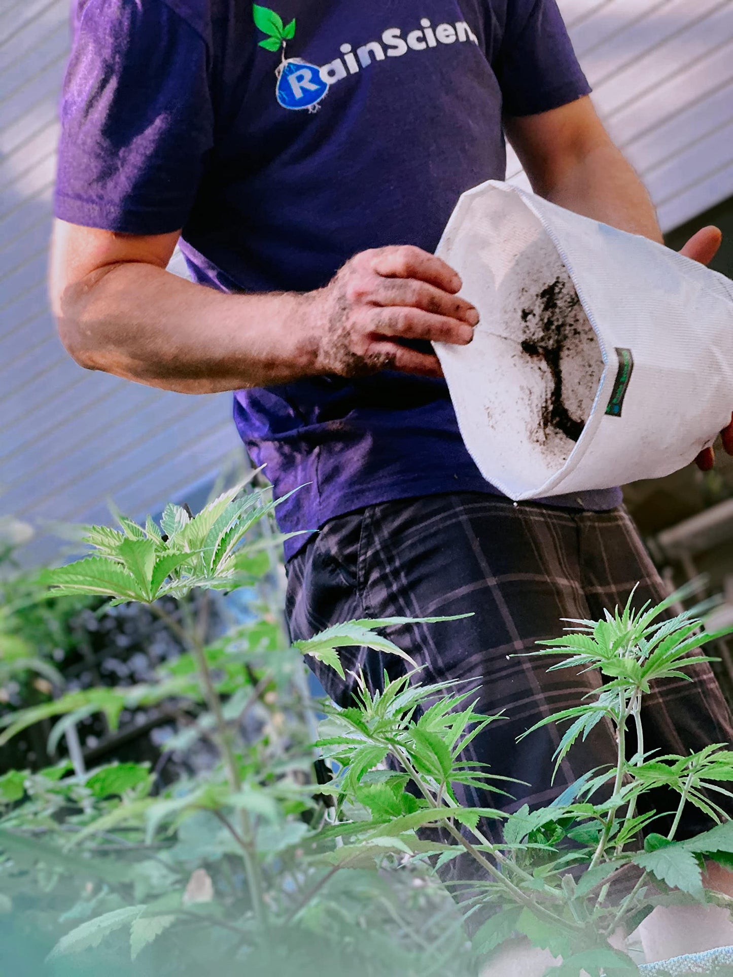 Rain Science - Grow Bag 15 Gallon, Planting Pots - Colorful Plant Grow Bags Pots Gardening Vegetable - Air Pruning Mesh Fabric Plant Container - (White/ODGreen)
