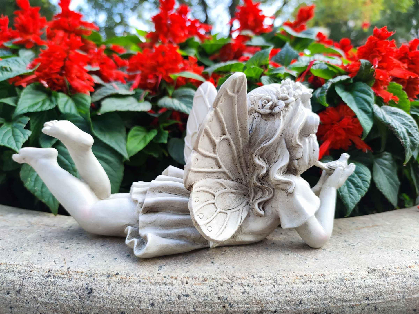 Fairy Garden Decor - Angel Holding a Bird Garden Statues for Outside, Resin Fairies for Fairy Garden, Cute Yard Ornaments Outdoors, Ideal Gifts for Mom and Grandma, 11” Width