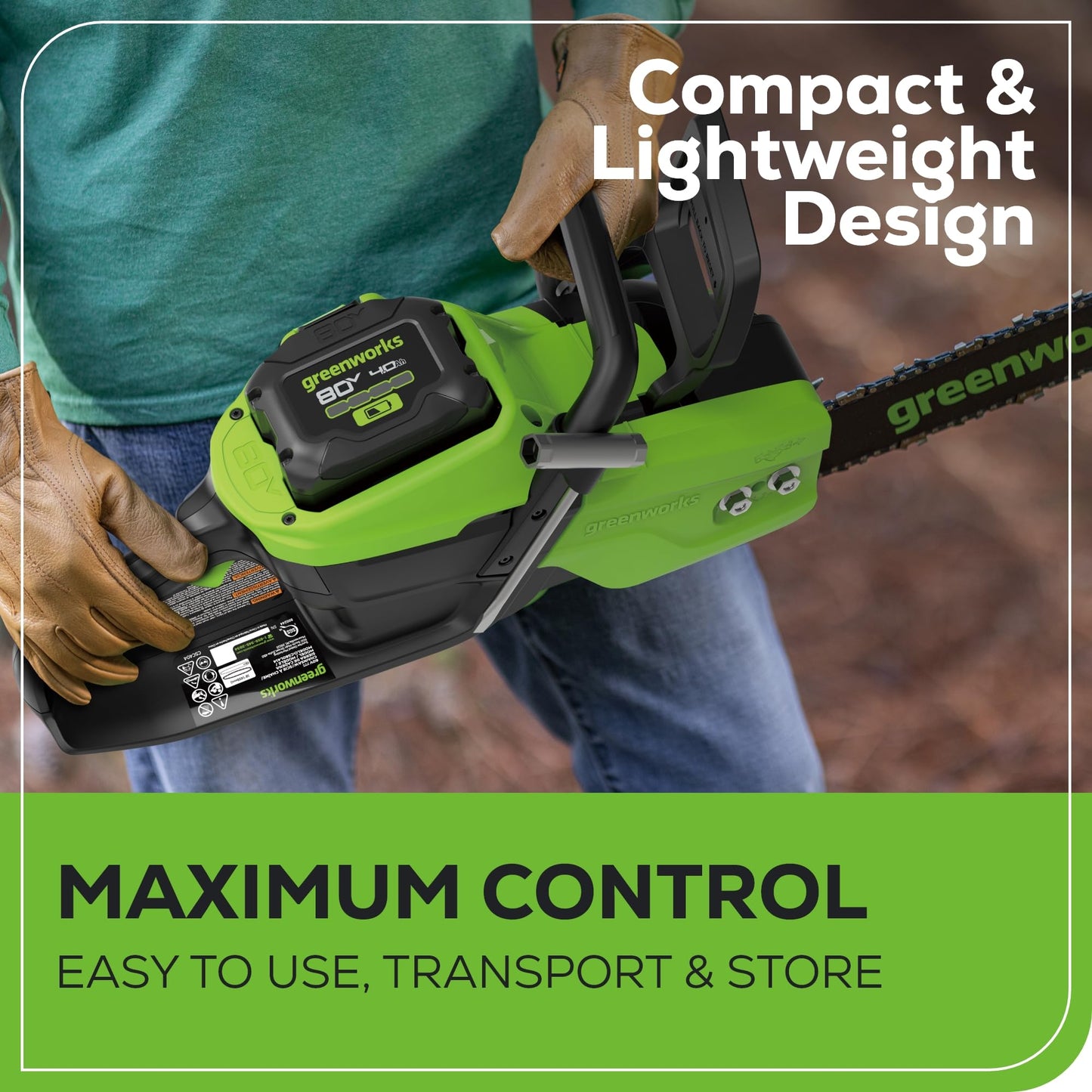 Greenworks 80V 16" Brushless Cordless Chainsaw (Great For Tree Felling, Limbing, Pruning, and Firewood), 75+ Compatible Tools, 2.5Ah Battery and Charger Included