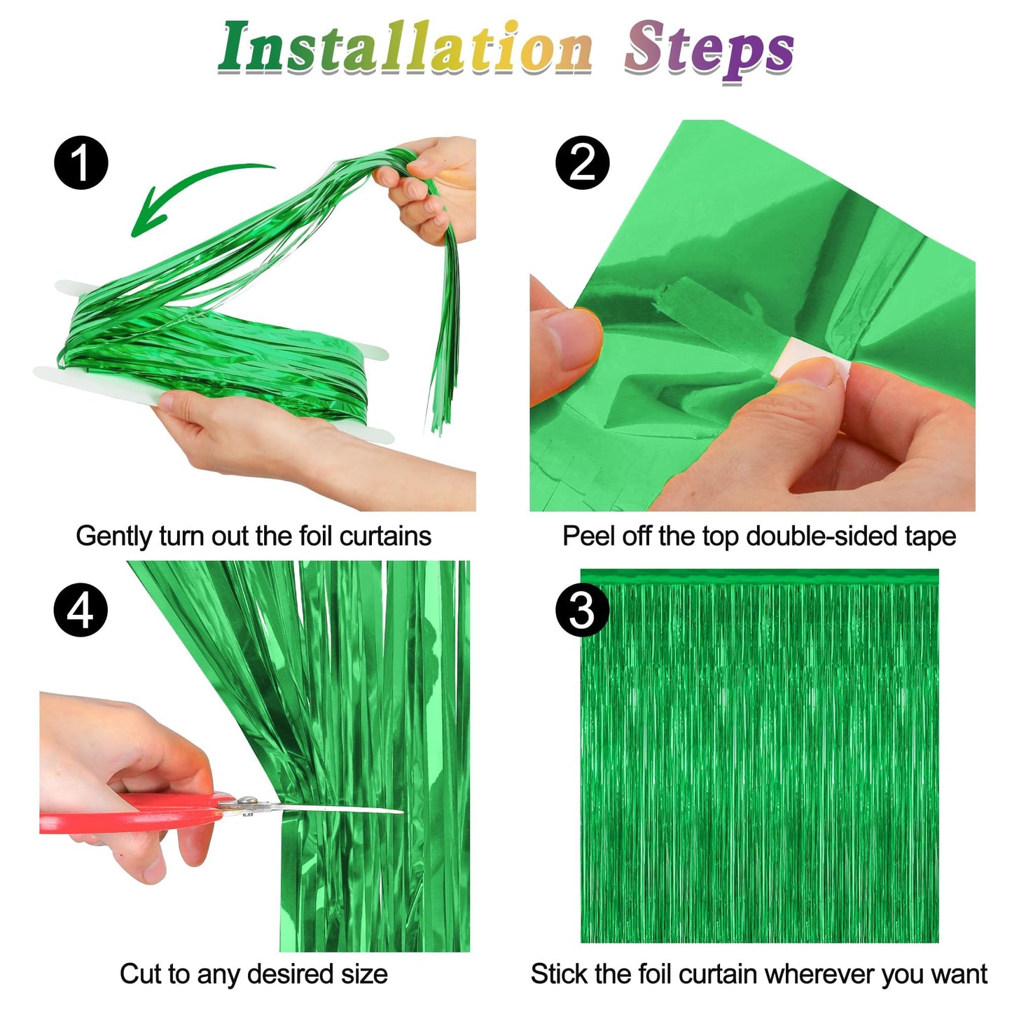 2 Pack Tinsel Backdrop, 3.28 FTx7.05 FT Green St Patricks Day Party Decorations, Metallic Backdrop Curtains Tinsel Curtains Streamer Backdrop, Party Supplies Wall Decor for St. Patricks Party Birthday