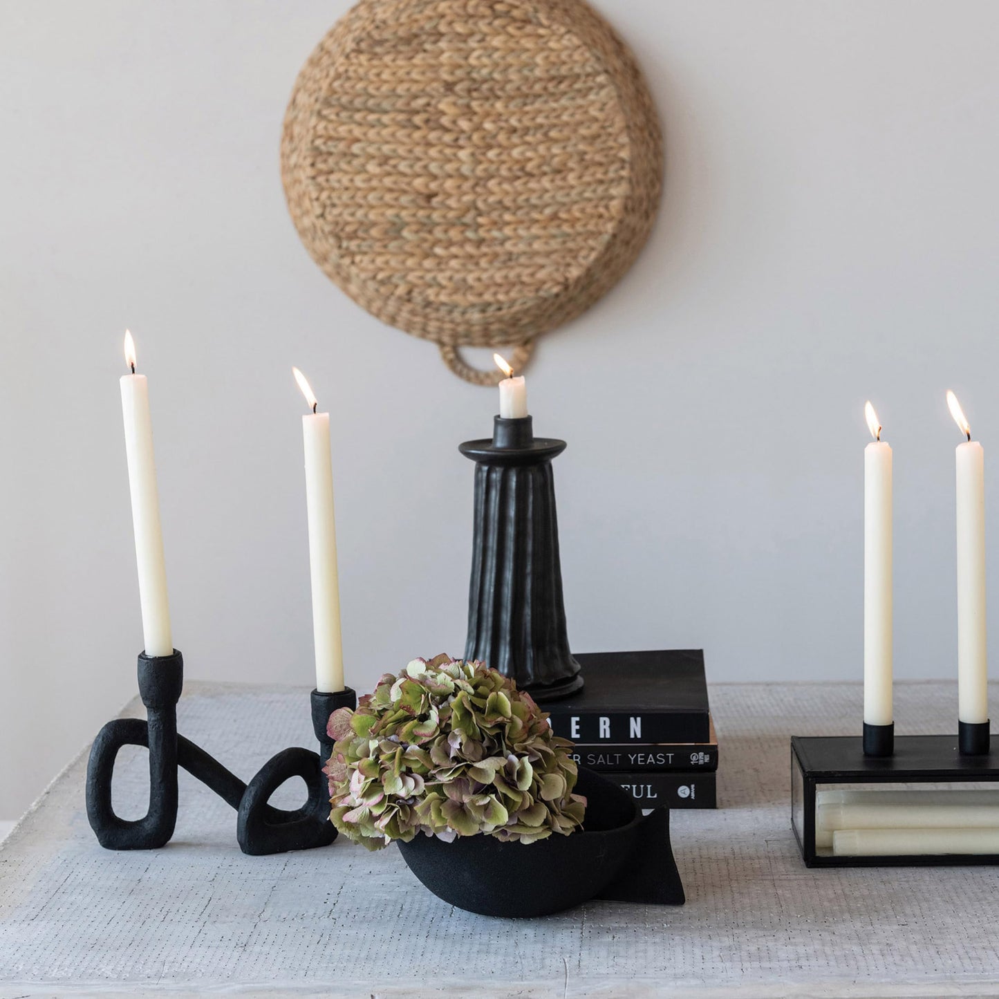 Bloomingville Decorative Resin Double Taper Candle Holder, Black