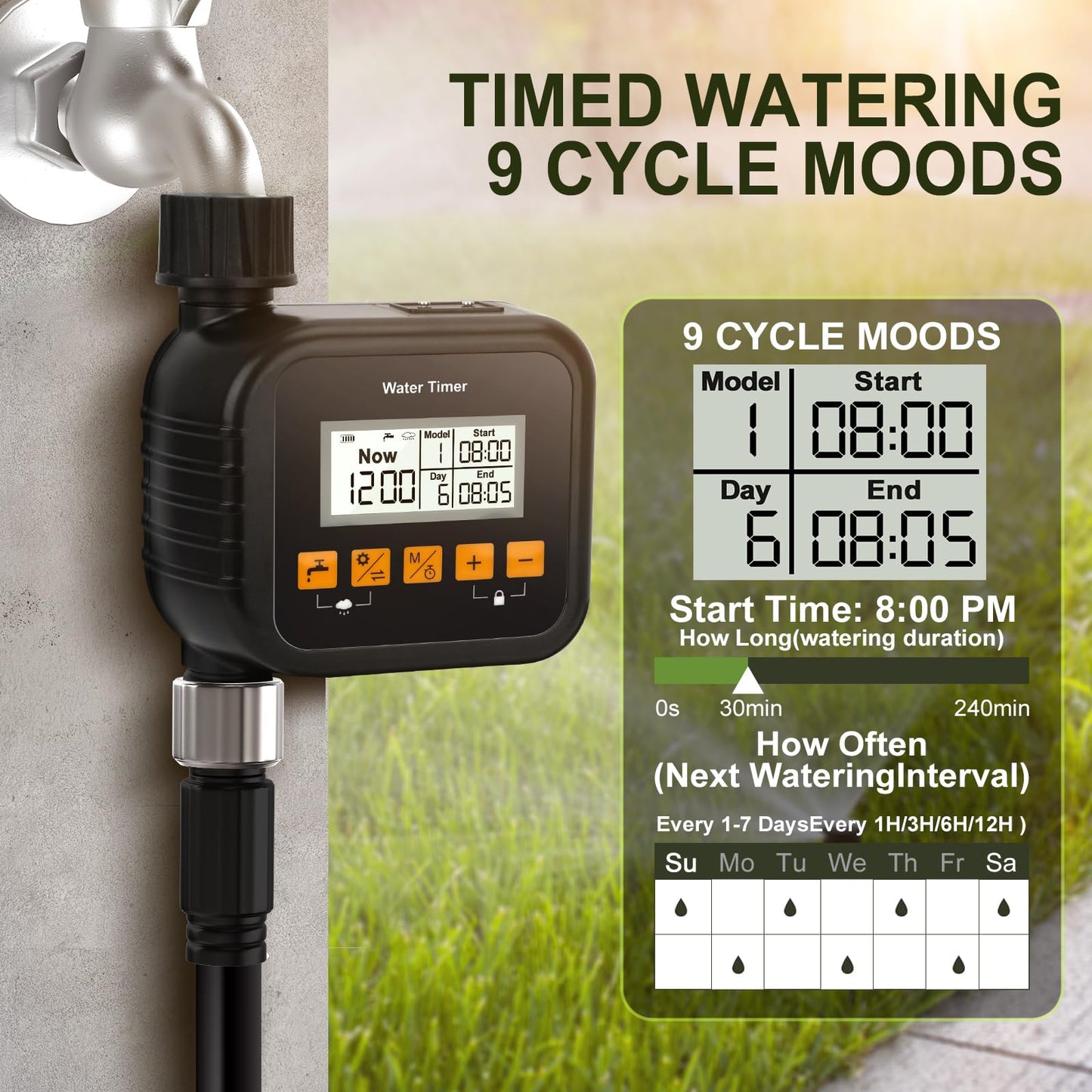 Sprinkler Timer, Water Hose Timer for Garden and Outdoor Irrigation, Garden Irriration System Controller with Rain Sensing.