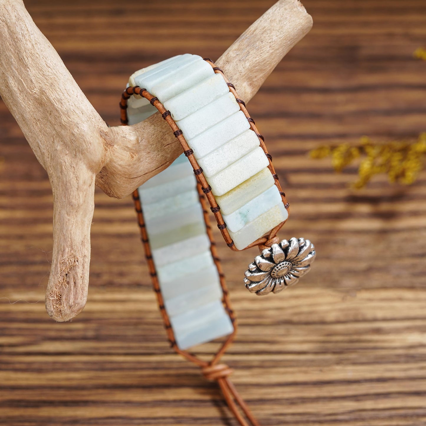 Plumiss Natural Amazonite Stone Bead 1 Wrap Braclet Jewelry Gift for Women