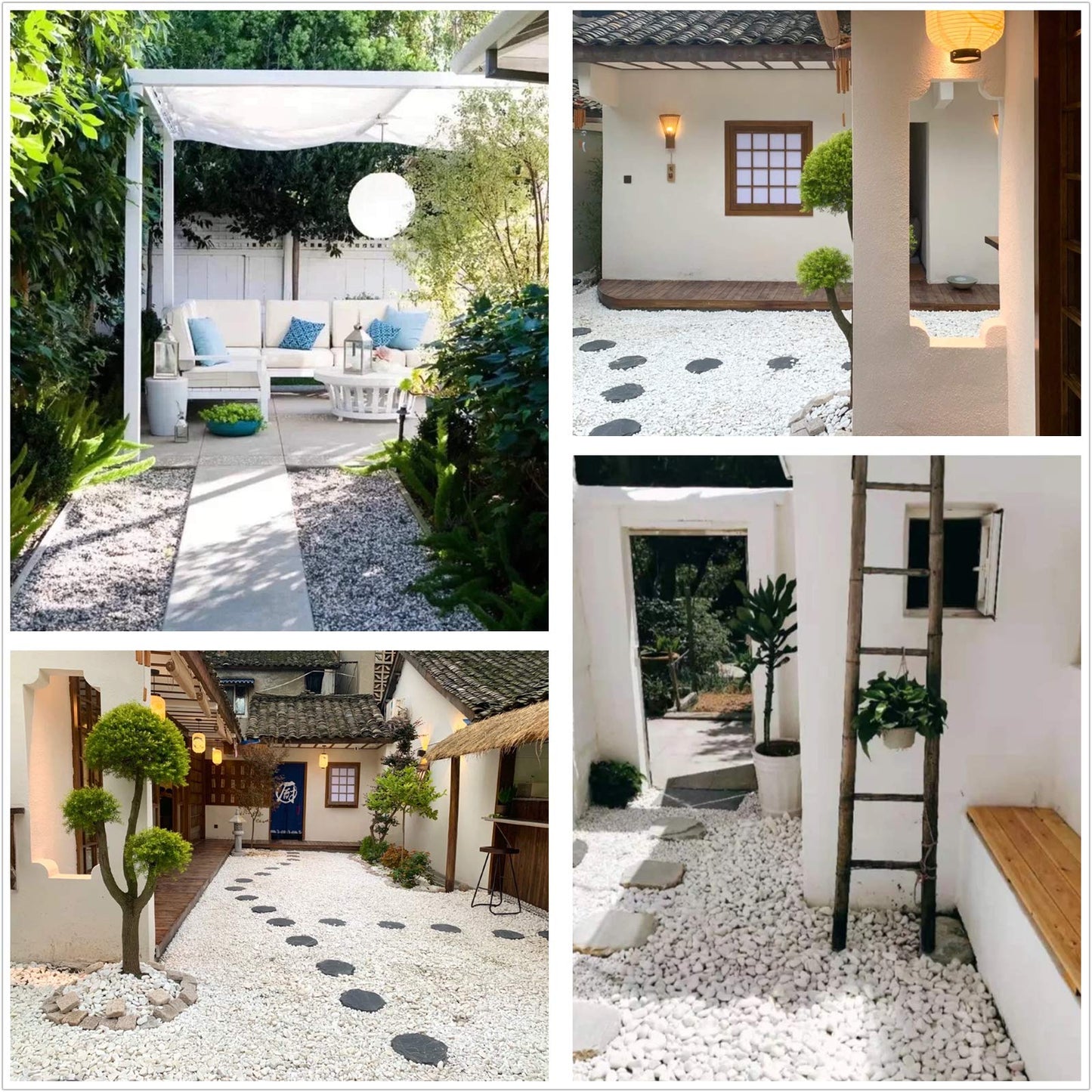 OUPENG Natural Polished Decorative White Pebbles - Small Stones 3/8" Gravel Size,River Rocks Pebbles for Plants, Home DIY Decor,Aquarium Gravel,Vase Fillers,Fairy Garden,Landscaping Outdoor Stones.