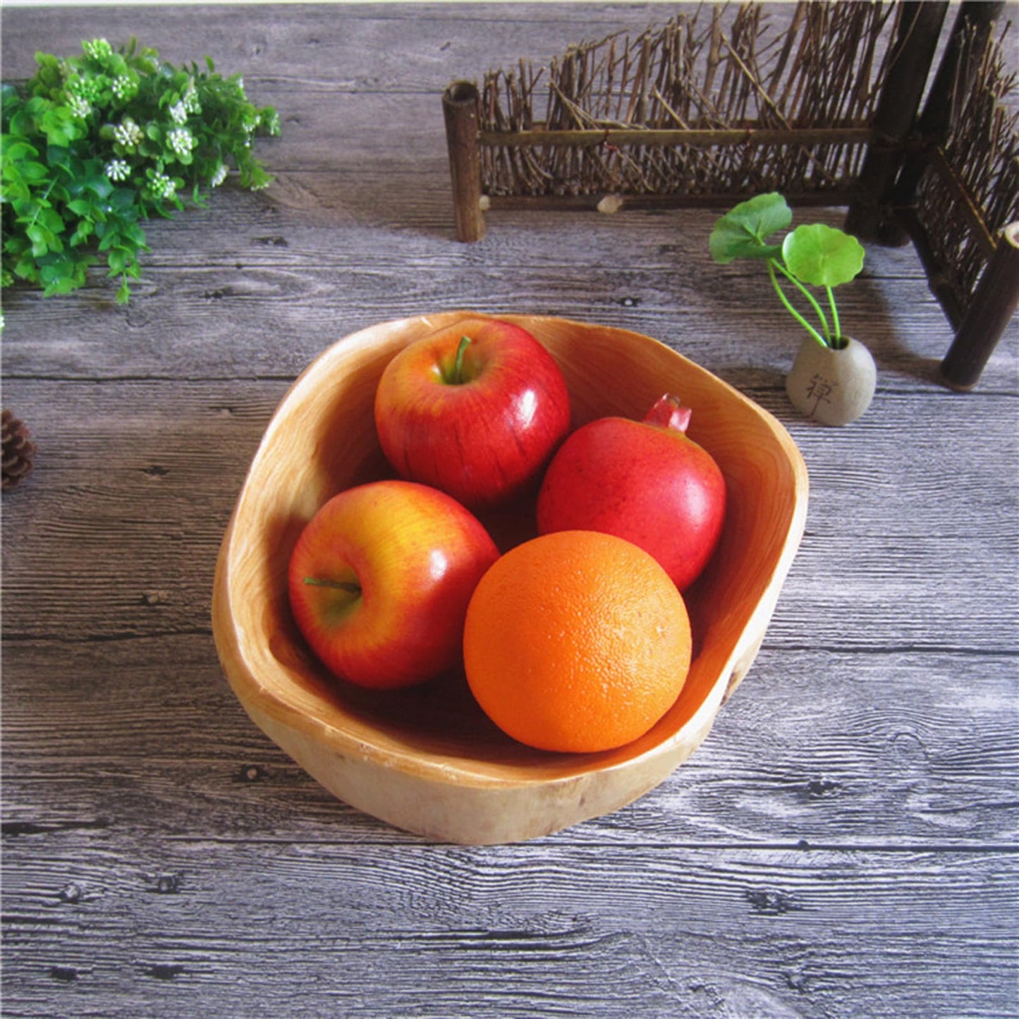 MIATTCLD Wooden Bowl Decorative Natural Wood Fruit Bowl, Irregular Creative Wood Bowls, Rustic Hand Carved Candy Snack Keys Serving Bowls for Home Decor (6"-8" Diameter)