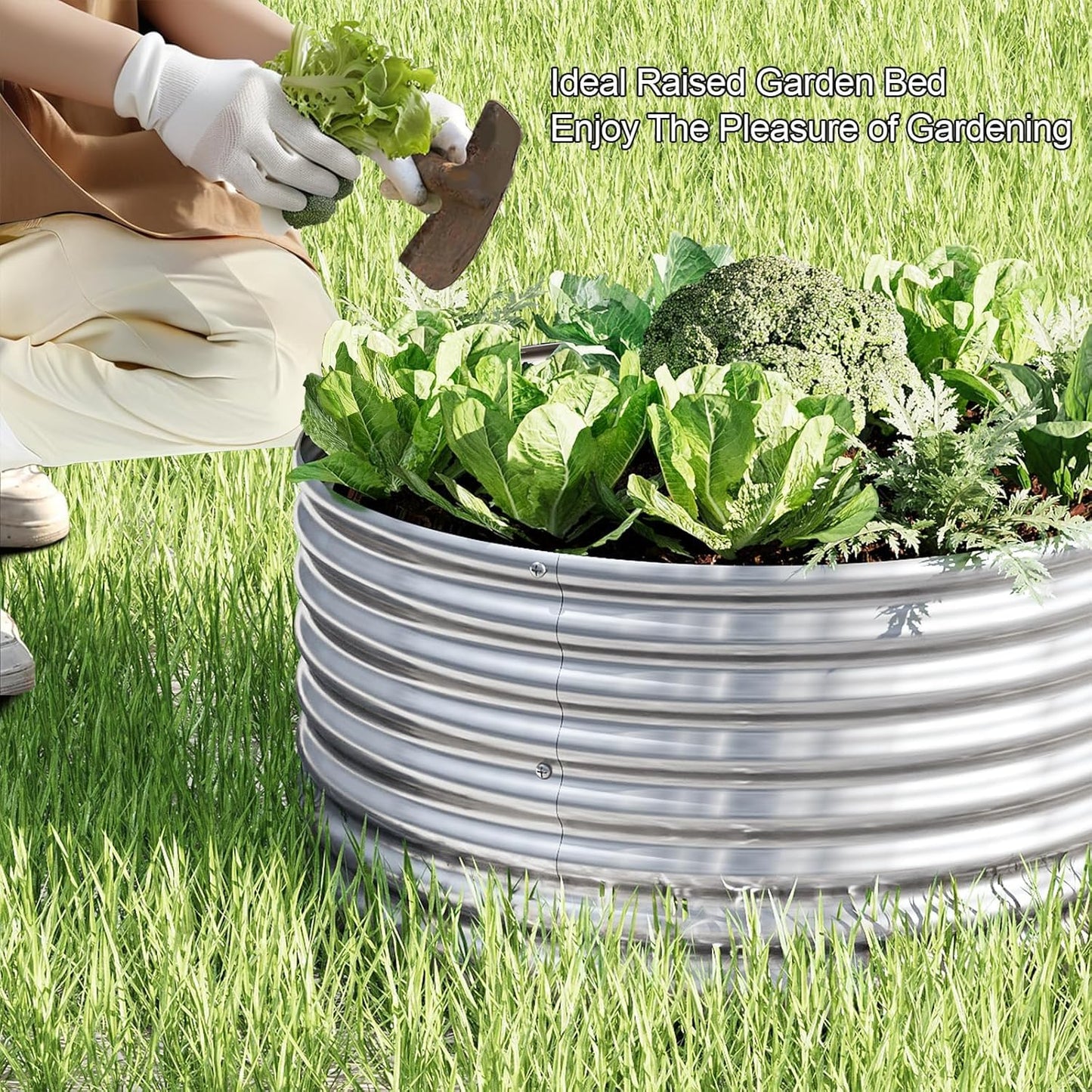 CATMANOR 4 Pack 2x2FT Round Corrugated Galvanized Steel Raised Garden Bed Outdoor, Metal Above Ground Garden Bed for Vegetables and Flowers, Raised Beds for Gardening-2x2FTx10Inch