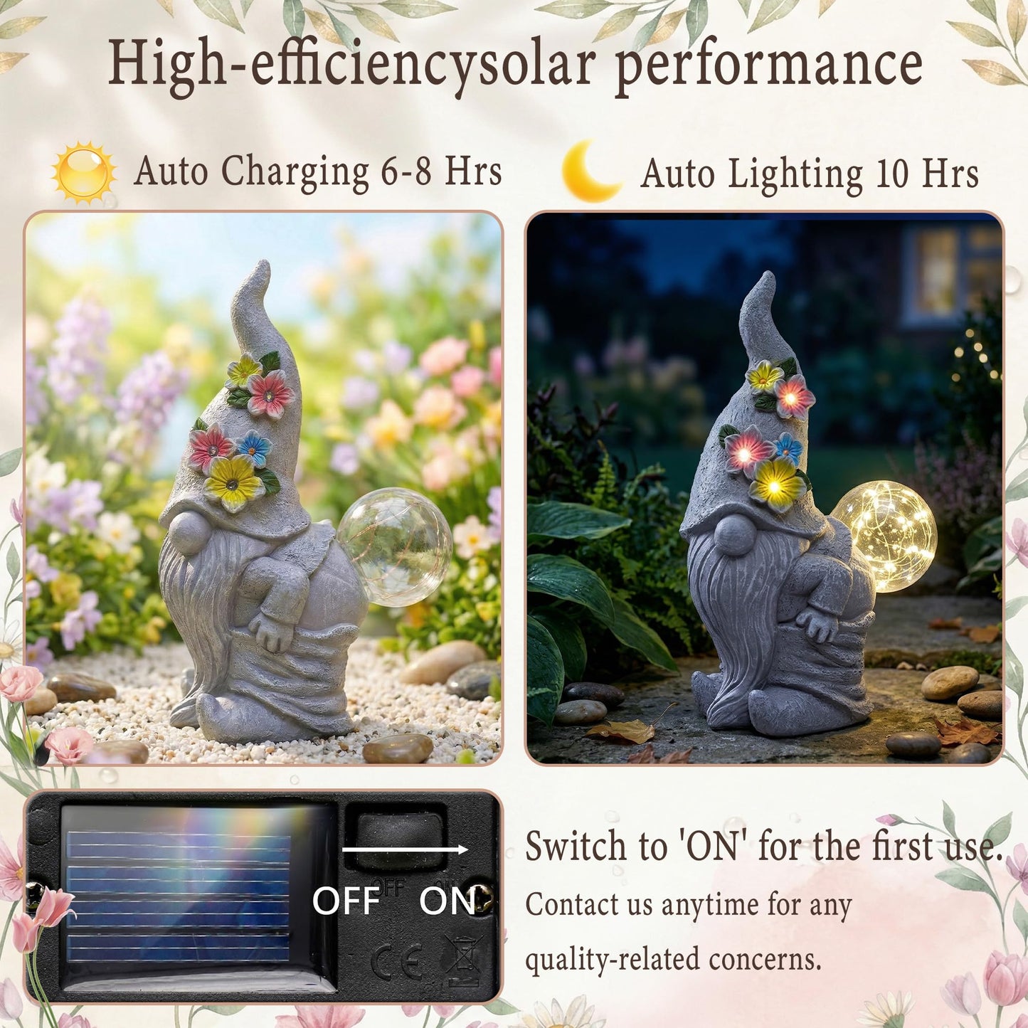 Acgarten Solar Funny Garden Gnome Statue: Outdoor Sculpture Lights for Yard Lawn Porch Balcony Patio Home Decor - Mothers Day Gifts for Mom Women Grandma